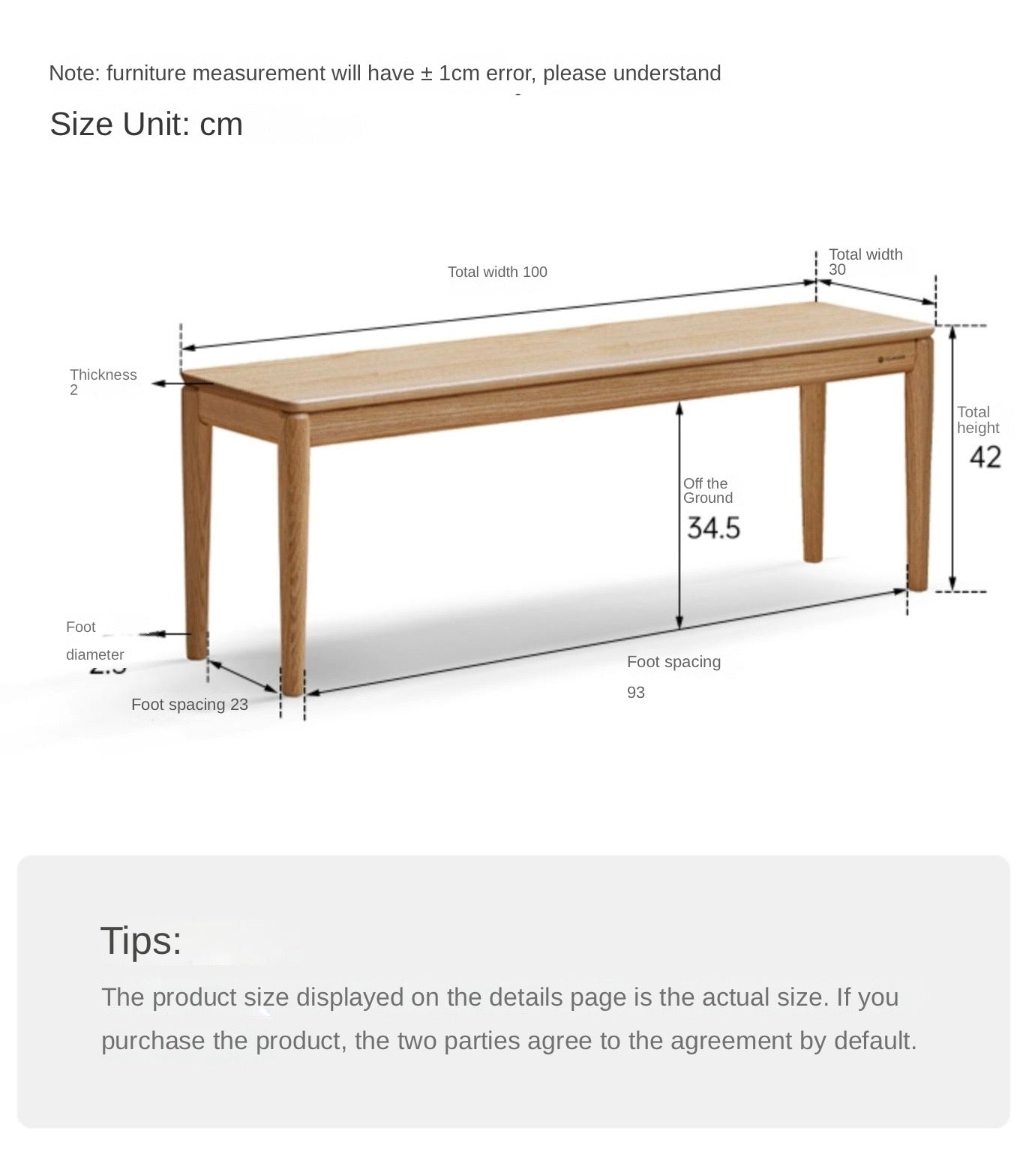 Solid Oak Wood Rectangular Bench - Sturdy & Durable Handcrafted Entryway, Dining, or Garden Seating Furniture for Home Decor