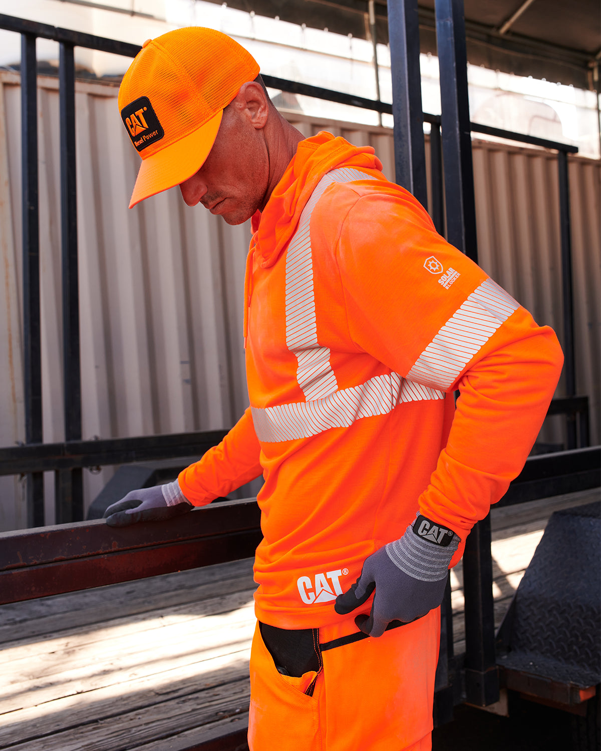 ANSI Certified High Visibility UPF Hooded Long Sleeve T-Shirt for Men - Safety Workwear for Construction, Roadwork & Outdoor Activities