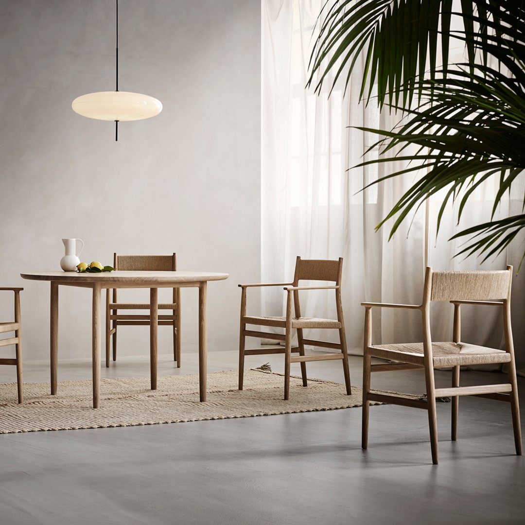 Arv Dining Armchair with Natural Paper Cord Seat - Modern Woven Rattan Chair for Kitchen, Dining Room, or Patio