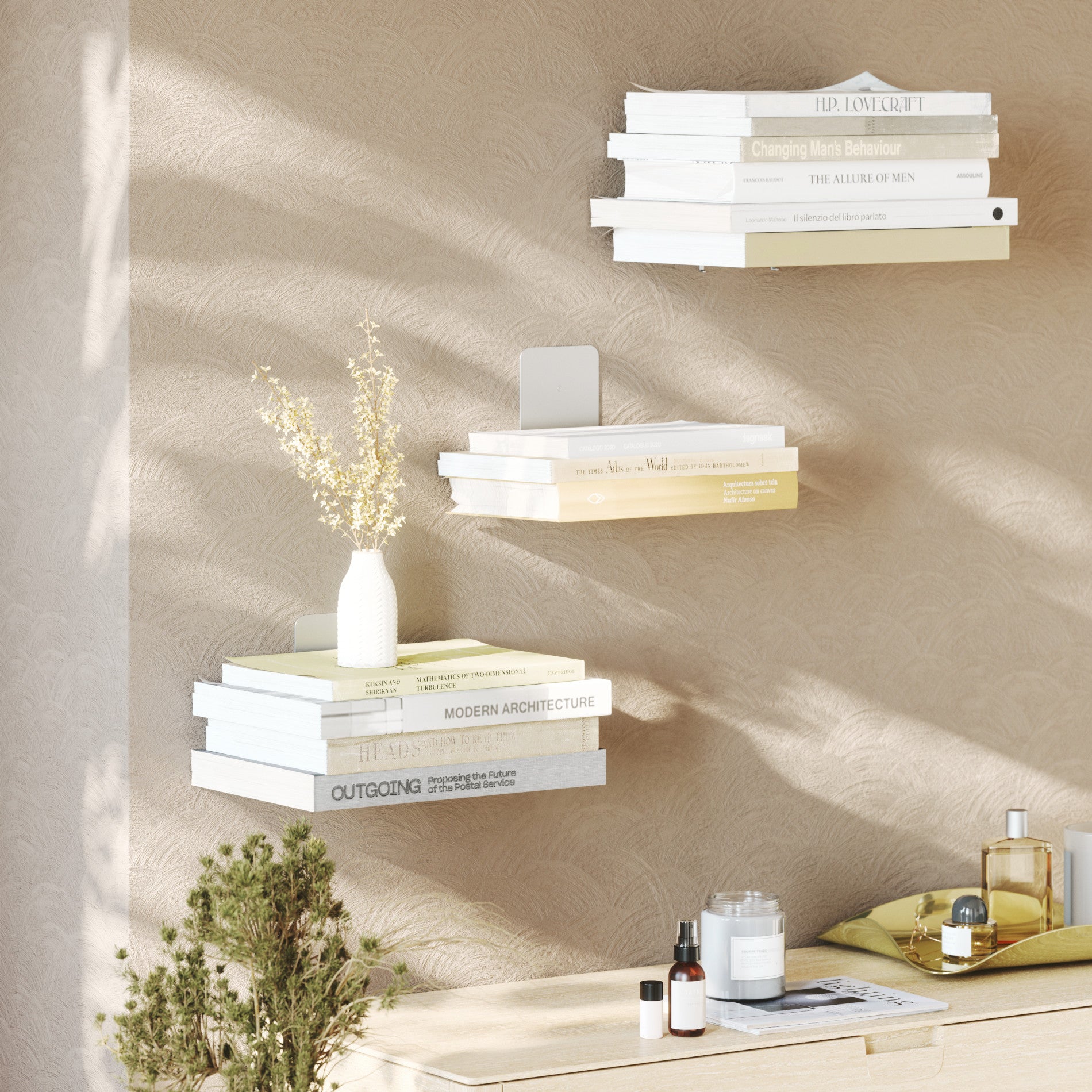 3-Piece Conceal Shelves Set - Hidden Floating Shelves for Wall Storage - Perfect for Living Room, Bedroom, and Bathroom Organization