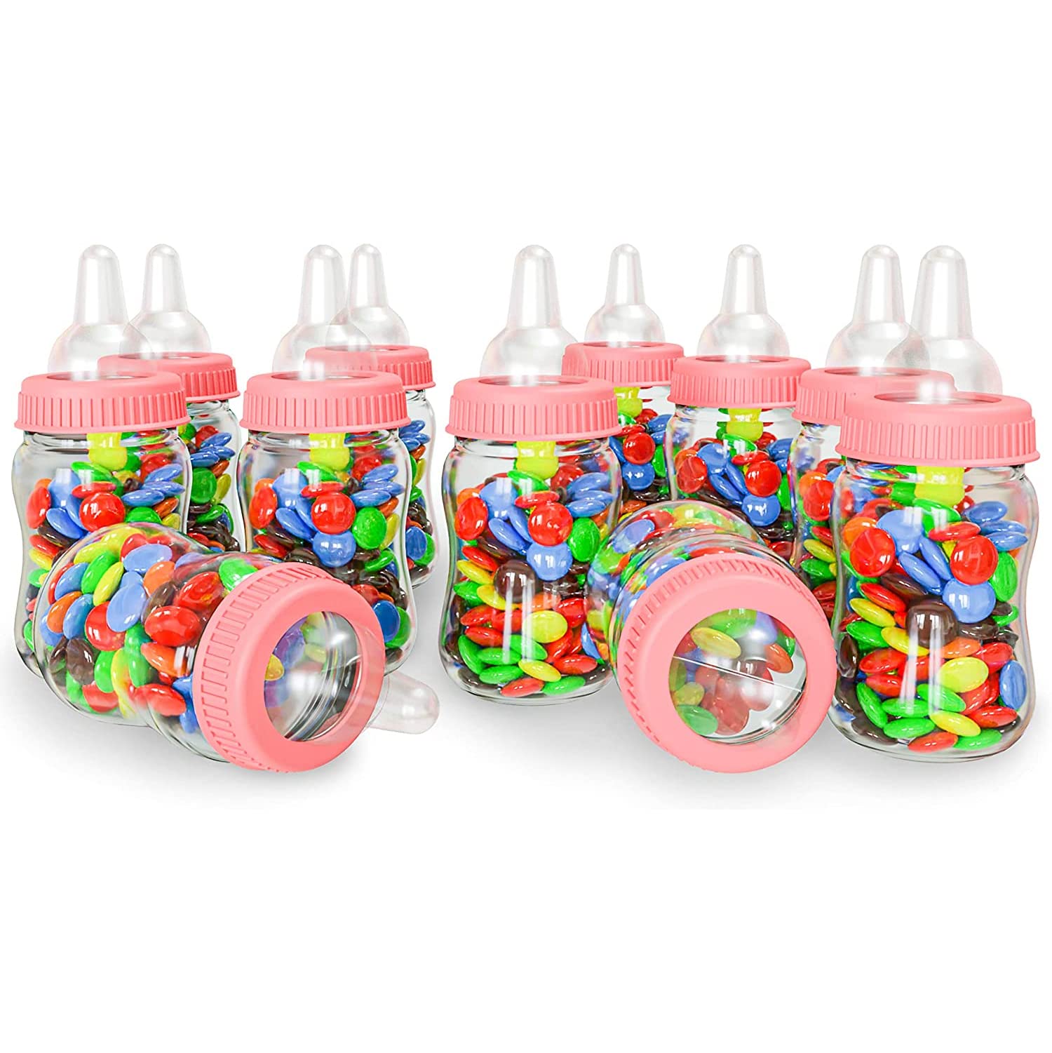 Noa Store Small Baby Bottles - 12 Pack Clear Fillable Plastic Baby Shower Bottles for Drinking Games, Party Favors & Decorations - Mini Baby Bottles for Boys & Girls - Perfect for Baby Showers, Birthday Parties & Wedding Events