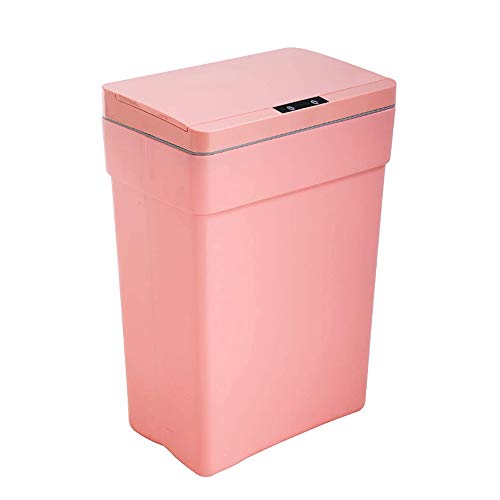 Automatic 13 Gallon Touch-Free Infrared Sensor Kitchen Trash Can with Lid - High Capacity 50L Garbage Bin for Bedroom, Bathroom, Home & Office - Ideal for Hands-Free Waste Disposal in Modern Spaces (Pink)