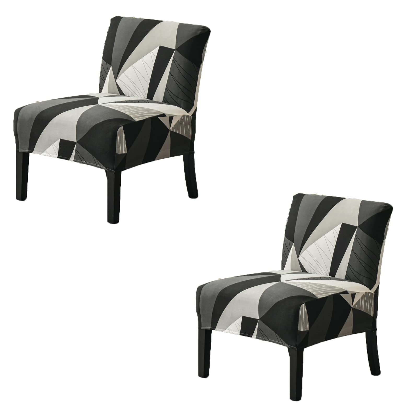 2-Piece Printed Armless Chair Slipcovers - Washable Removable Accent Chair Covers for Living Room, Dining Room & Hotel Decor - Stylish Home & Office Furniture Protection