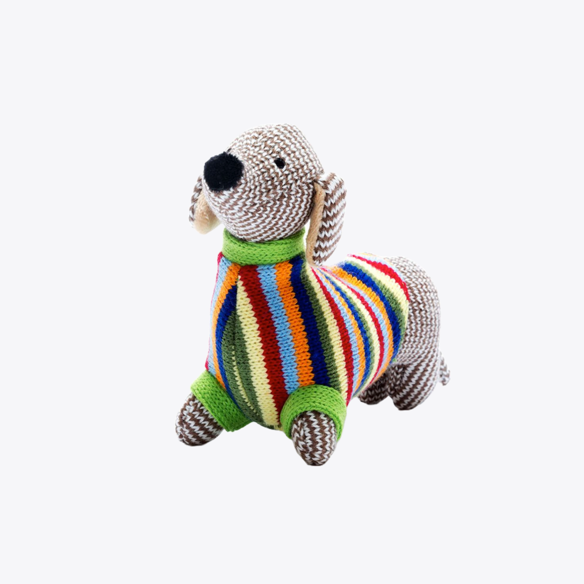 Adorable Dachshund Knit Rattle Toy - Cute Squeaky Dog Plush for Babies & Toddlers | Perfect for Teething, Sensory Play & Early Learning Development