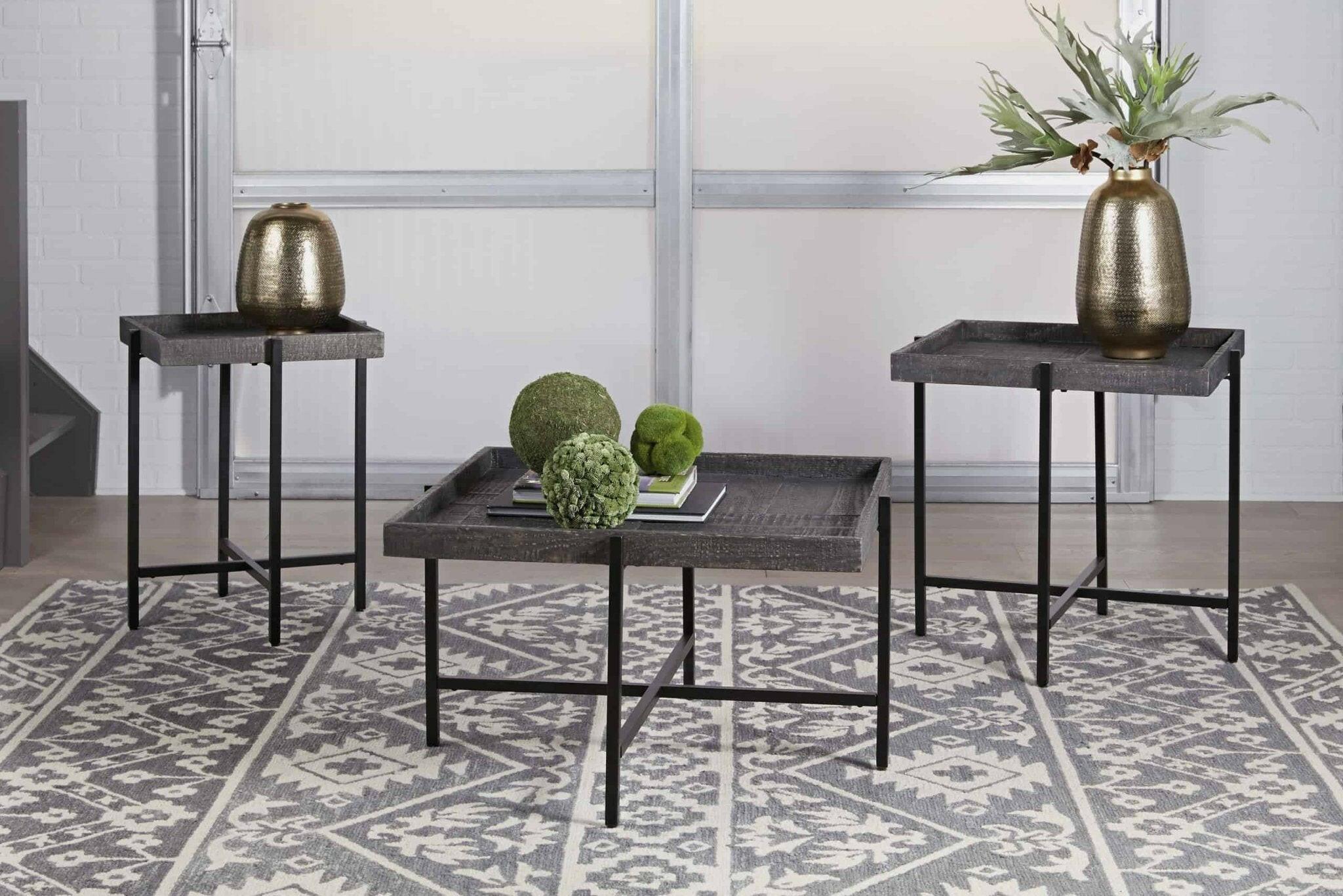 Piperlyn Modern Cocktail Table & 2 End Tables Set T218 - 13 Inch Height Living Room Furniture for Small Spaces | Perfect for Apartments, Condos & Cozy Home Decor