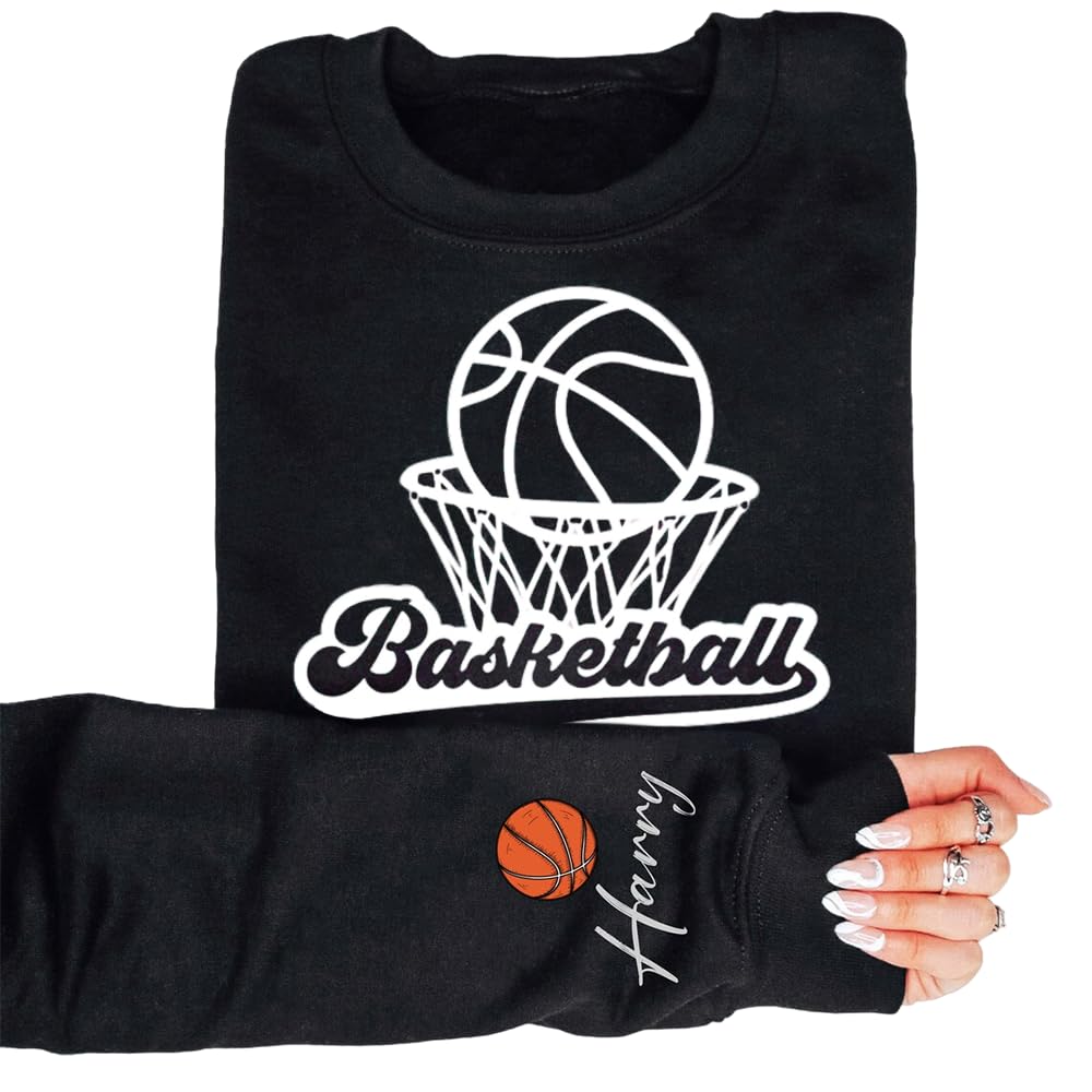 Personalized Basketball Sweatshirt - Custom Name & Team Basketball Hoodie - Perfect Gift for Mom & Basketball Fans - Ideal for Games, Practice & Fan Support