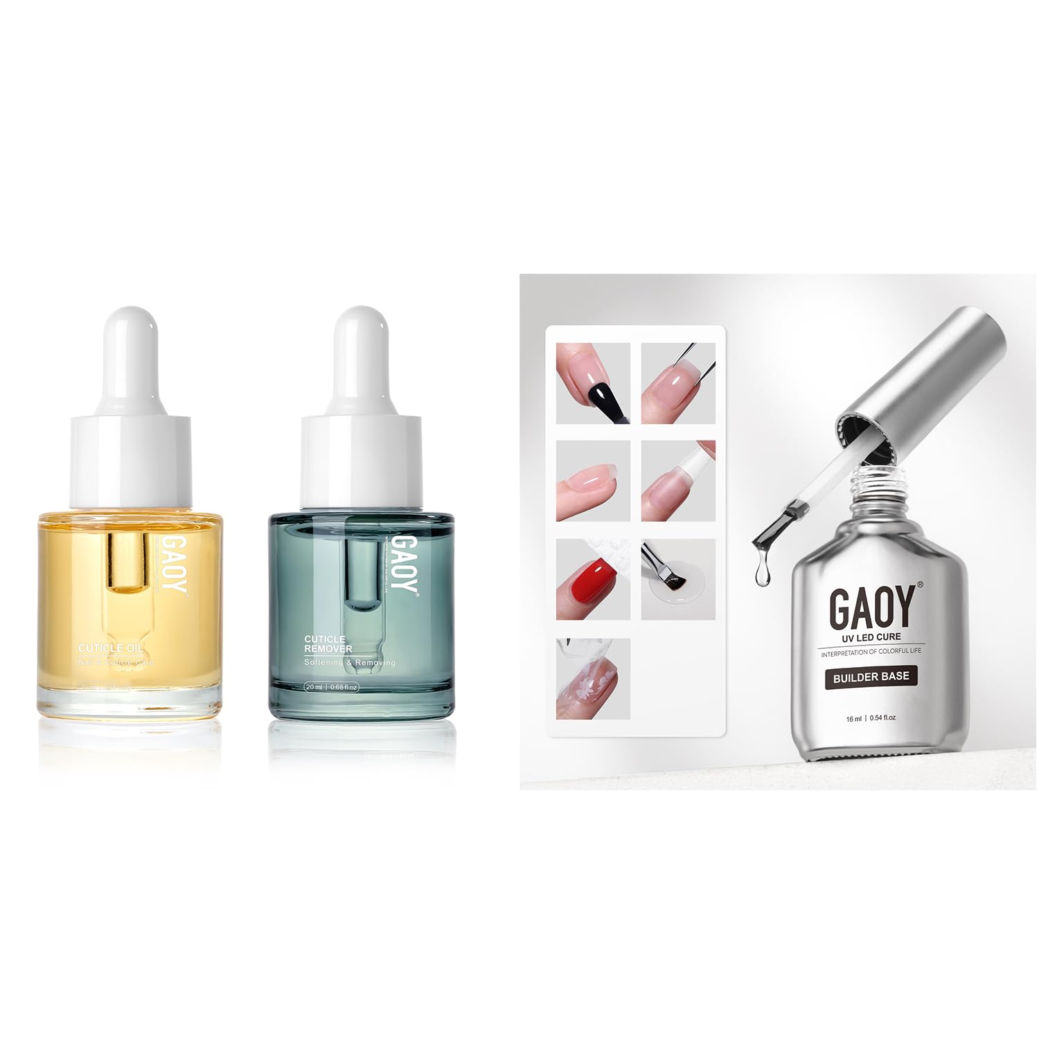 Professional GAOY Cuticle Care Kit & Clear Builder Gel for Strong, Healthy Nails - Perfect for DIY Manicures, Nail Salons & At-Home Nail Care