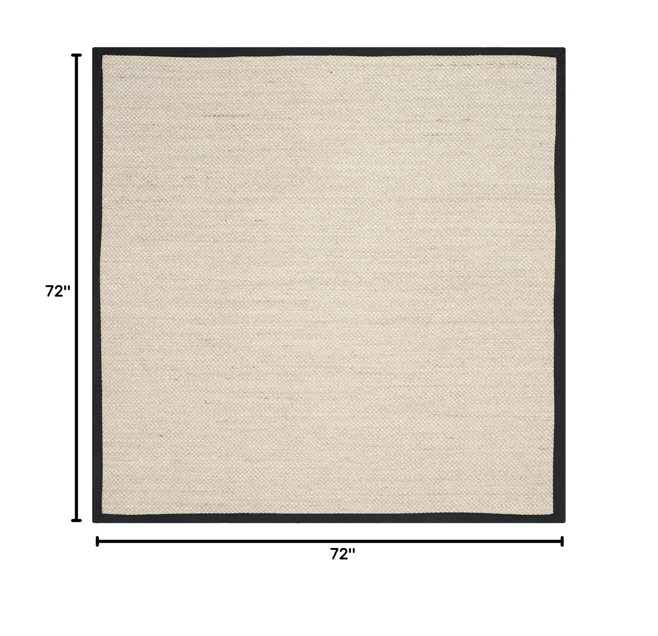 SAFAVIEH Natural Fiber Collection 6'x6' Square Marble & Black NF143A Border Sisal Jute Area Rug - Perfect for Living Room, Bedroom or Office Decor