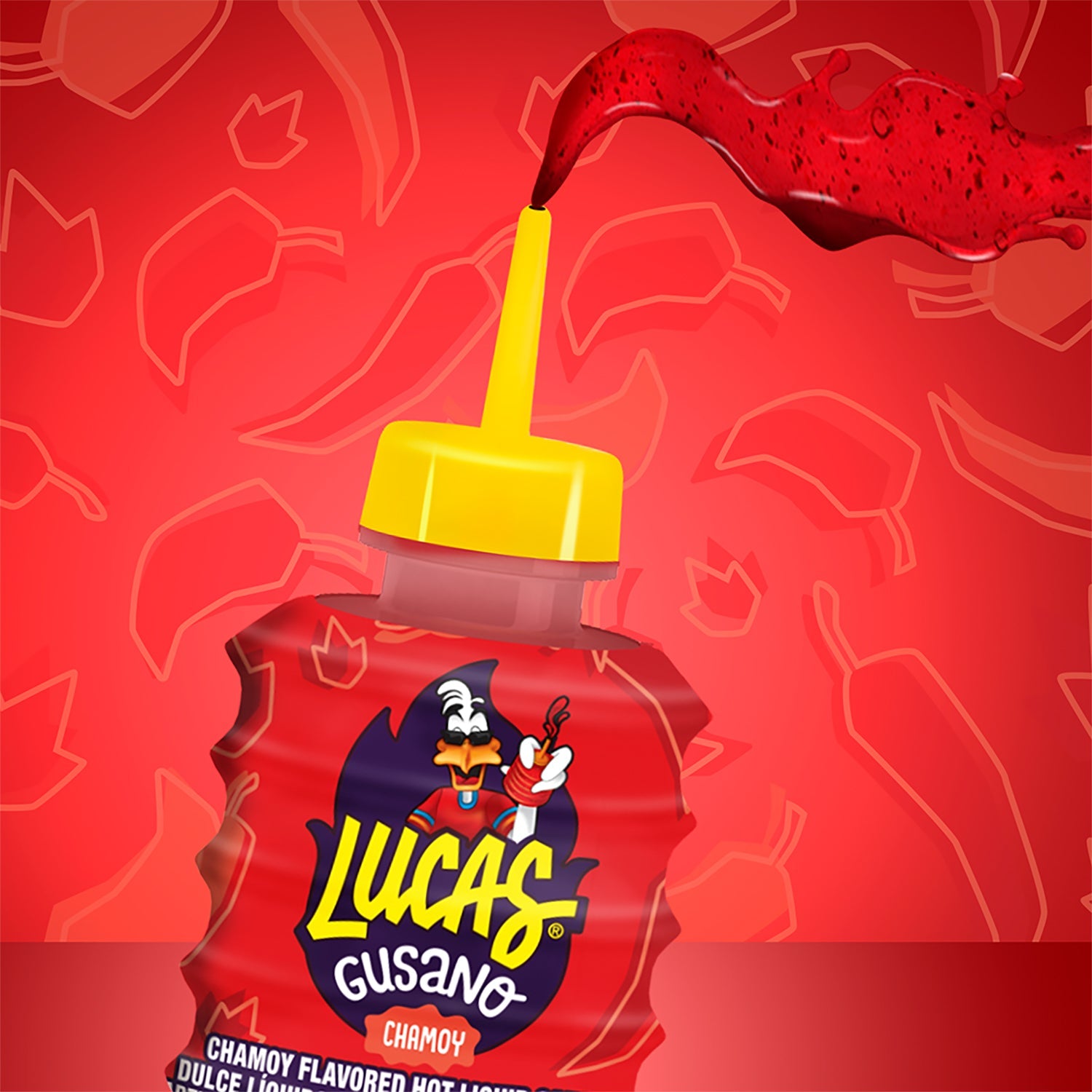 Lucas Gusano Chamoy Candy | 10 Count Box | Mexican Sour Gummy Worms Snack for Parties, Movie Nights & Road Trips