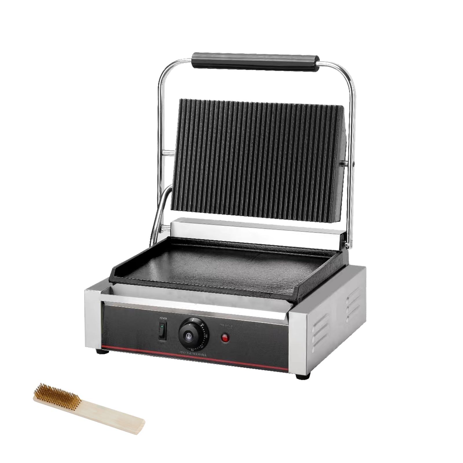 Commercial Panini Press Grill - Large Electric Sandwich Maker with Ribbed Top & Smooth Bottom Plates - Perfect for Restaurants, Cafes & Home Kitchens