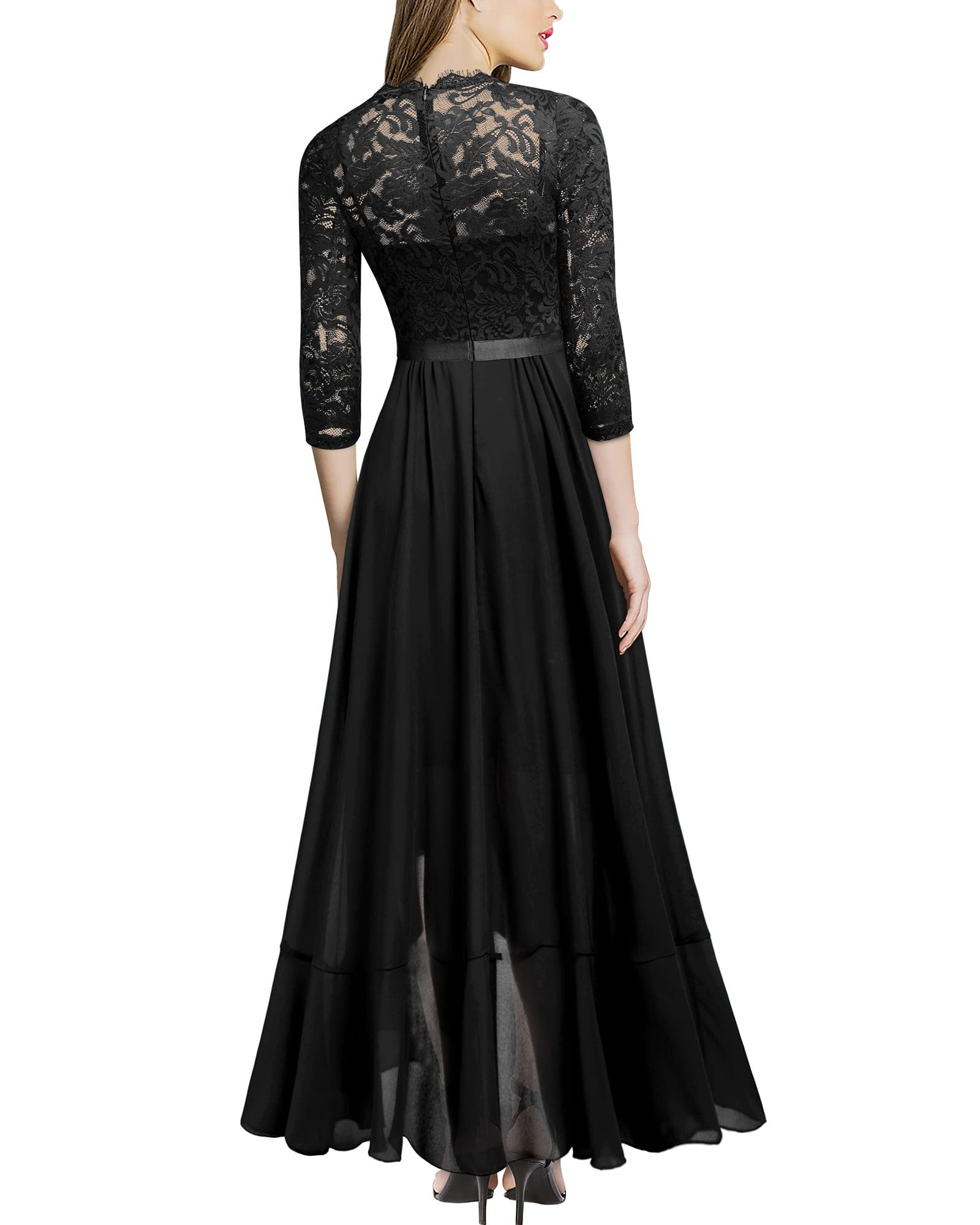 Elegant Floral Lace Ruffle Bridesmaid Maxi Dress for Women - Perfect for Weddings, Parties & Formal Occasions