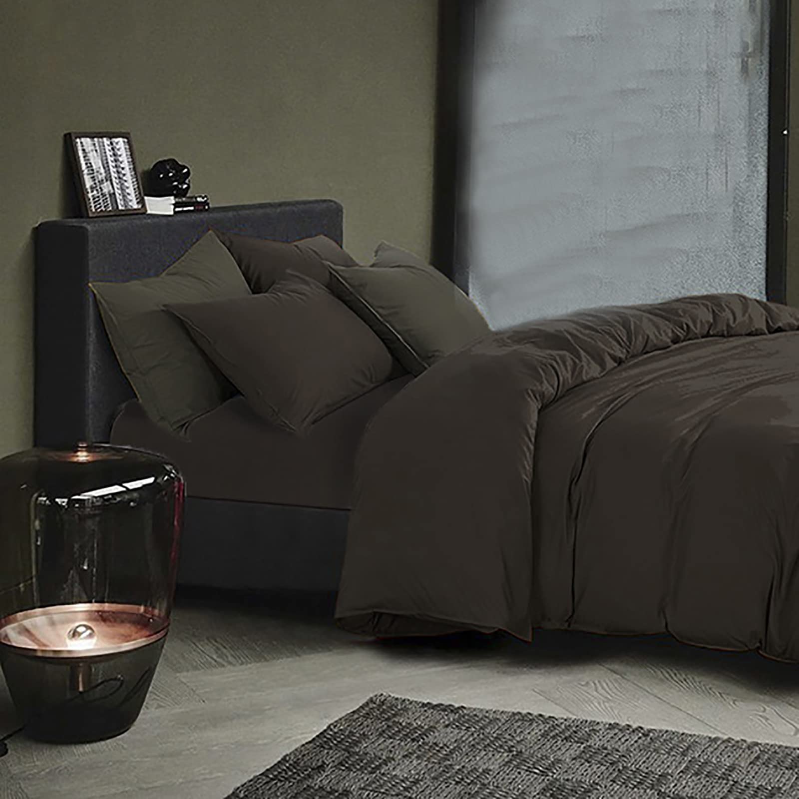 Luxury Cotton Duvet Cover Set - 4 Piece Solid Color Bedding with Premium Texture for All Seasons (Black, Full Size) | Perfect for Master Bedroom, Guest Room & Vacation Homes