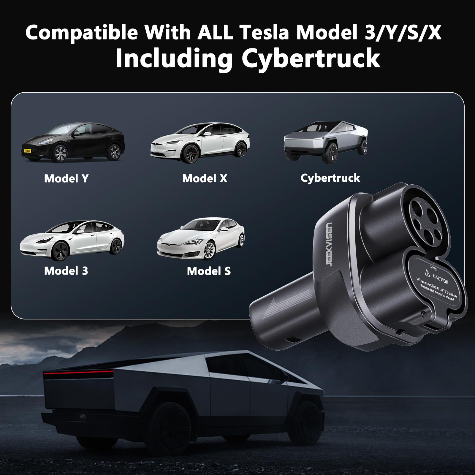 Cybertruck 2-in-1 CCS & J1772 to Tesla (NACS) Adapter - 250KW Fast Charging for Tesla Model 3/Y/S/X/Cybertruck - Compatible with CCS1 DC Superchargers & J1772 AC Stations - Supports Level 1/2/3 Chargers - Perfect for Road Trips & Public Charging Stations