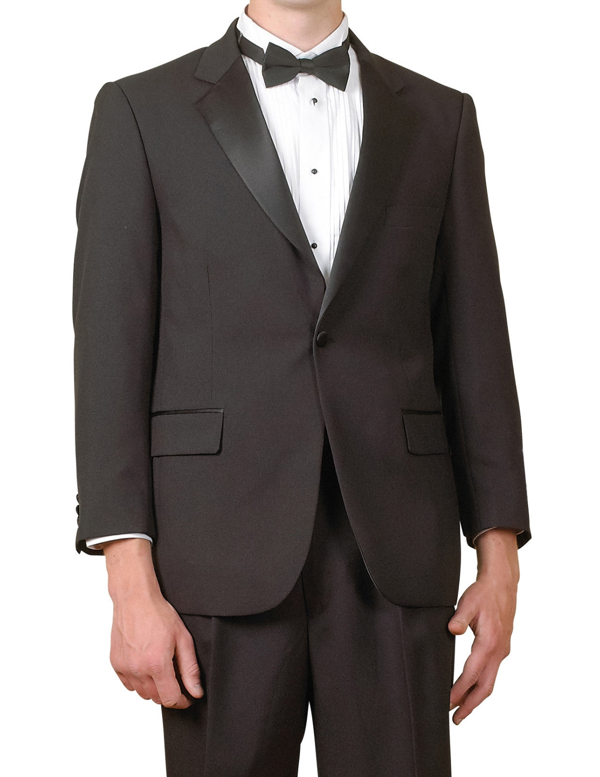 Men's Black One Button Tuxedo Suit Set with Shirt, Bow Tie & Cummerbund - 5 Piece Formal Wear for Weddings, Prom & Special Occasions