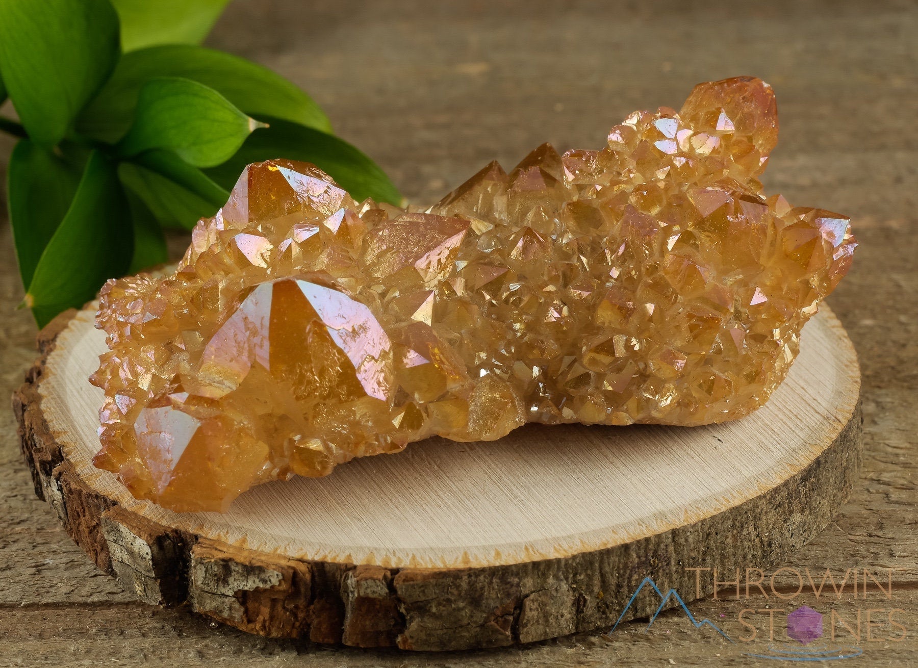 Orange Tangerine AURA QUARTZ Crystal Cluster - Rainbow Quartz Healing Stone, Natural Spirit Quartz Cluster for Home Decor, Meditation & Energy Healing (R0511) | Perfect for Yoga Spaces, Office Desk & Spiritual Gifts