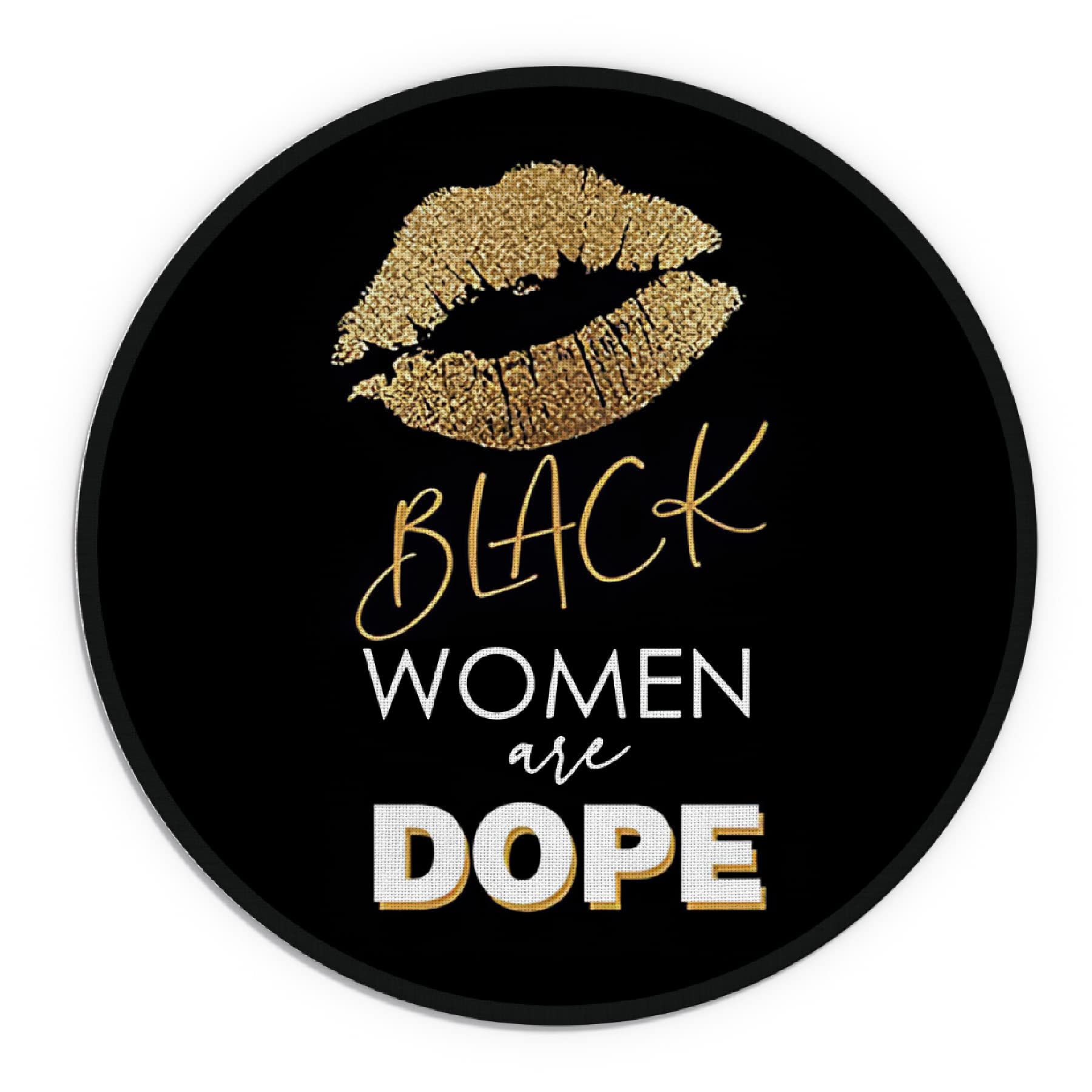 Knibeo Black Women Mouse Pad - 7.9 x 7.9 Inch Round Mouse Pad for Black Girls | Afrocentric Office Decor | Empowering Black Girl Magic Gift | Funny Desk Accessory for Women | Perfect for Work, Gaming & Home Office Setup