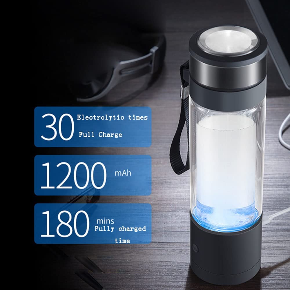 Hydrogen Alkaline Water Bottle - Portable USB Rechargeable Hydrogen Water Generator with 800-1200 PPB Hydrogen Content, 350ml for Home, Office, Travel & Work | Fast 3-5 Minute Hydrogen Production | Perfect for Hydration, Detox & Energy Boost