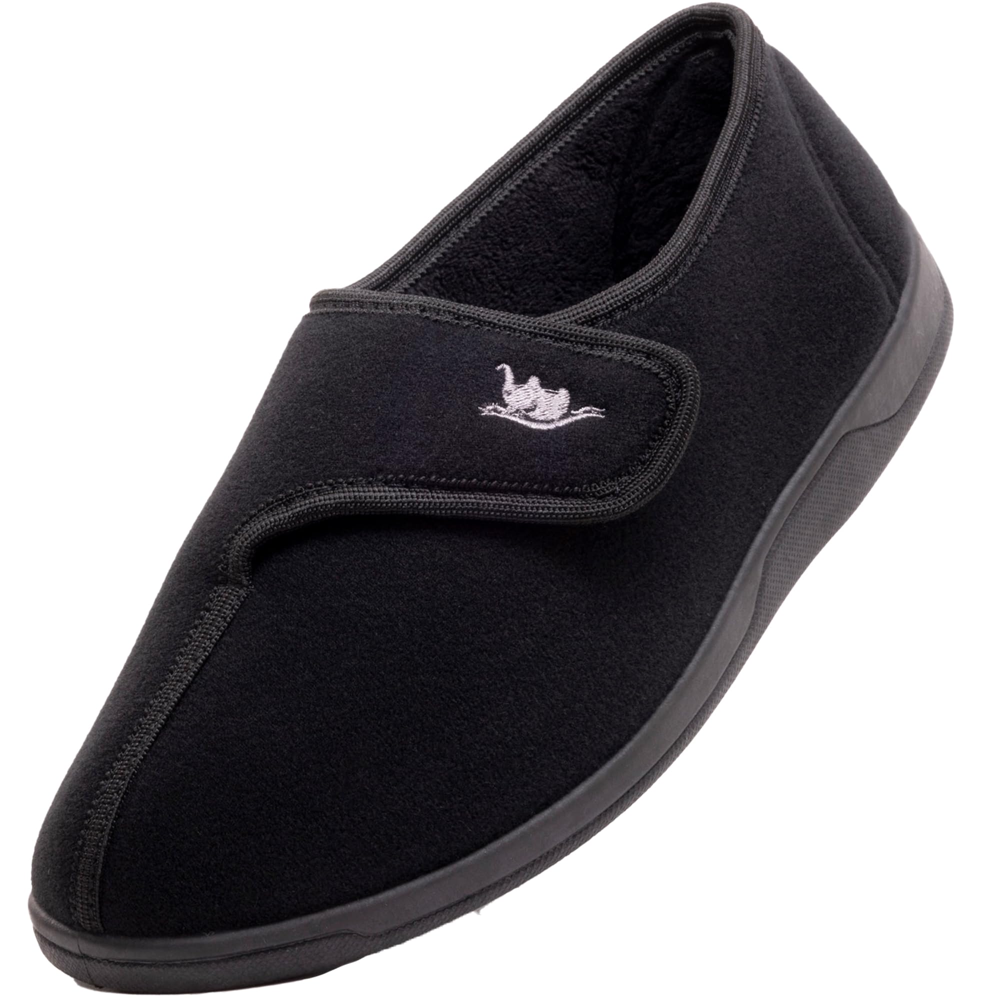 Men's Wide & Extra-Wide Memory Foam Slippers with Adjustable Closure - 80D Plush Fleece Lining for Arthritis & Edema Relief - Breathable Machine Washable House Shoes with Anti-Slip Sole - Perfect for Indoor/Outdoor Use, Home Relaxation & Comfortable Walking