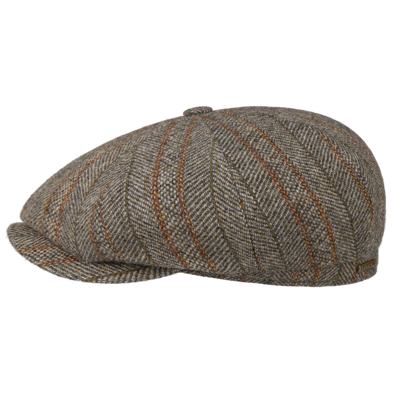 Stetson Hatteras Herringbone Stripe Flat Cap for Men - Classic Cotton Newsboy Hat for Casual Wear, Outdoor Activities & Vintage Style Fashion