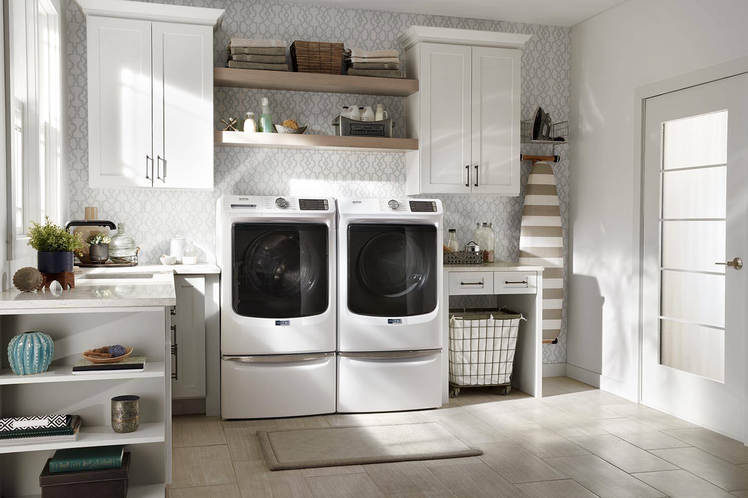 Maytag MHW6630HW 5.5 cu ft Front Load Washer & YMED6630HW 7.3 cu ft Electric Dryer Set - White Energy Efficient Laundry Pair for Home, Apartment, or Laundromat Use