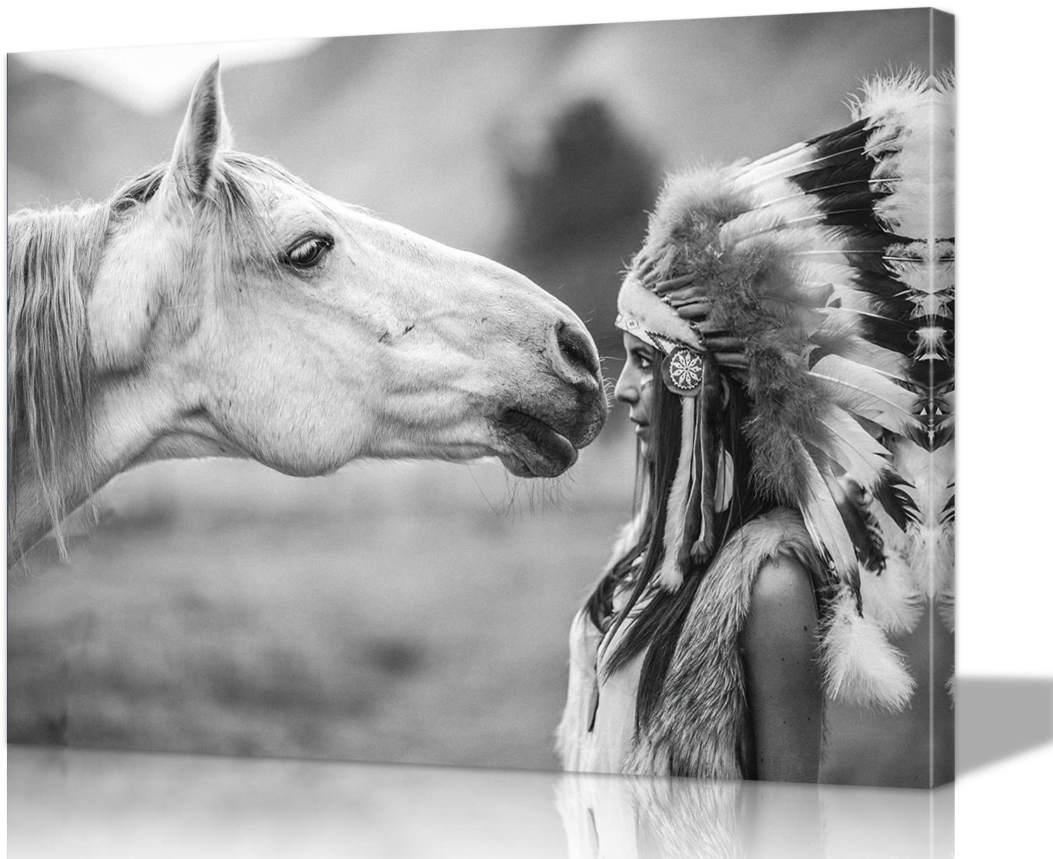 Authentic Native American Wall Art - Handcrafted Horse Indian Decor Framed Painting for Home & Bedroom - Easy to Hang 12x18 Inches - Perfect for Southwestern, Boho & Western Style Interior Design