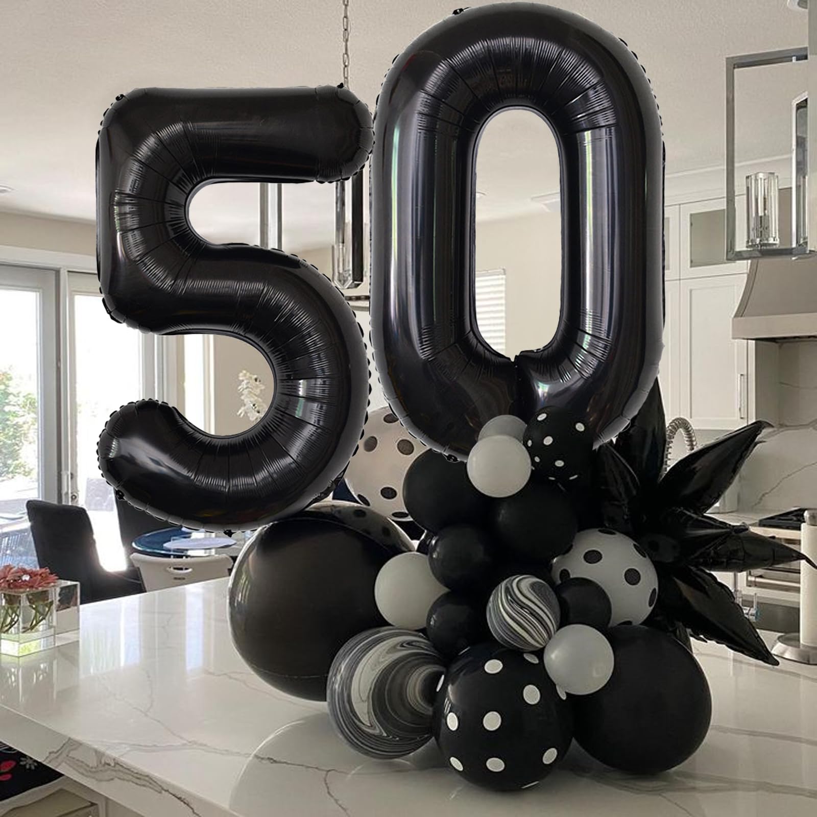 40 Inch Black 50 Number Balloons - Giant Jumbo Helium Mylar Foil Birthday Decorations for 50th Birthday, Anniversary Party Supplies - Perfect for Milestone Celebrations, Photo Backdrops & Event Decor