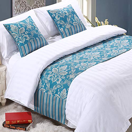 Luxury Hotel Bed Runner - Premium Solid Color Bed Scarf for Queen/King Size Beds (Navy Blue & Classic Orchid, 200x60cm) - Elegant Bed Cover for Hotels, Weddings & Home Decor