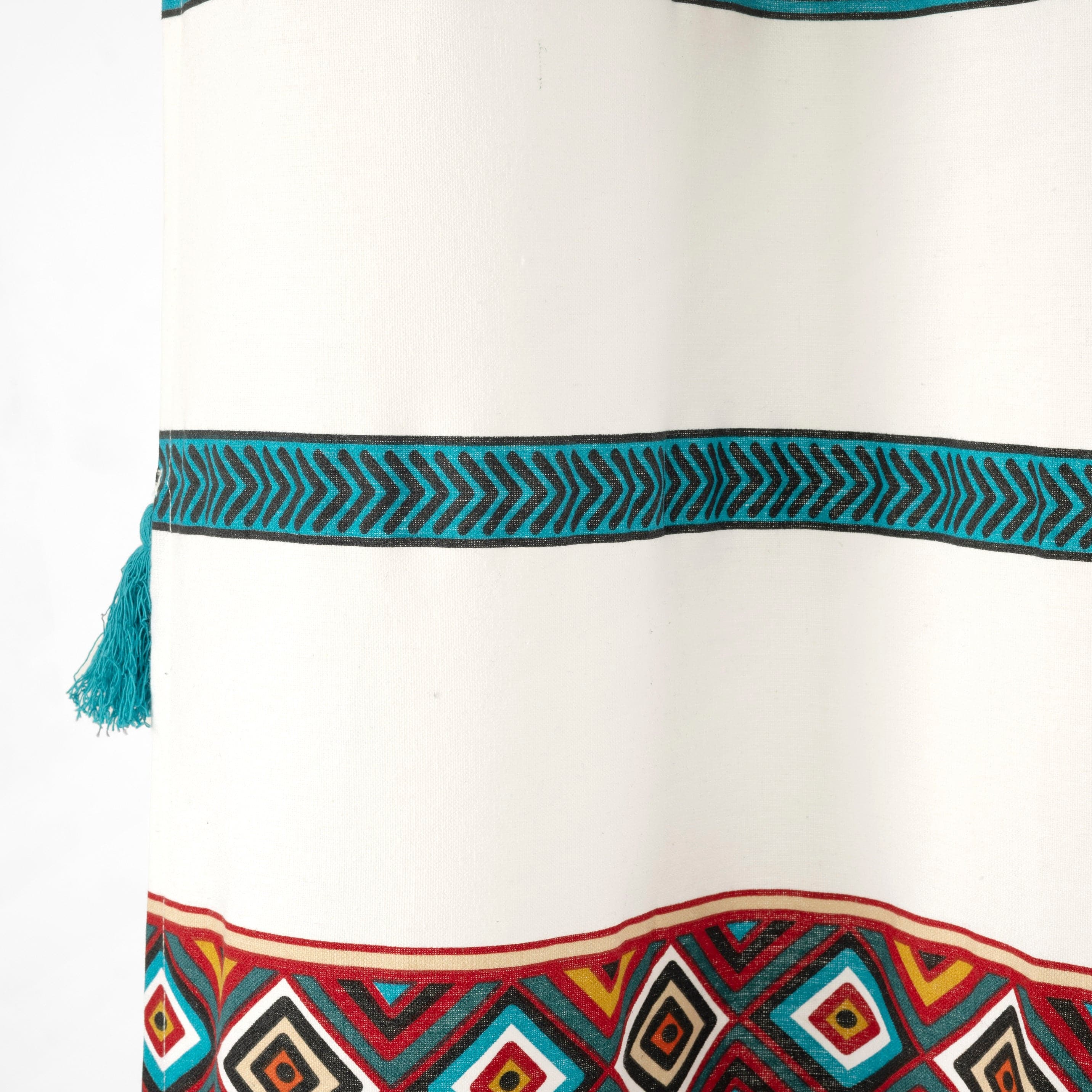 Boho Stripe Tassel Shower Curtain - Yarn Dyed Recycled Cotton Bathroom Decor for Boho, Farmhouse & Coastal Style Homes - Perfect for Bathrooms, Guest Rooms & Vacation Rentals