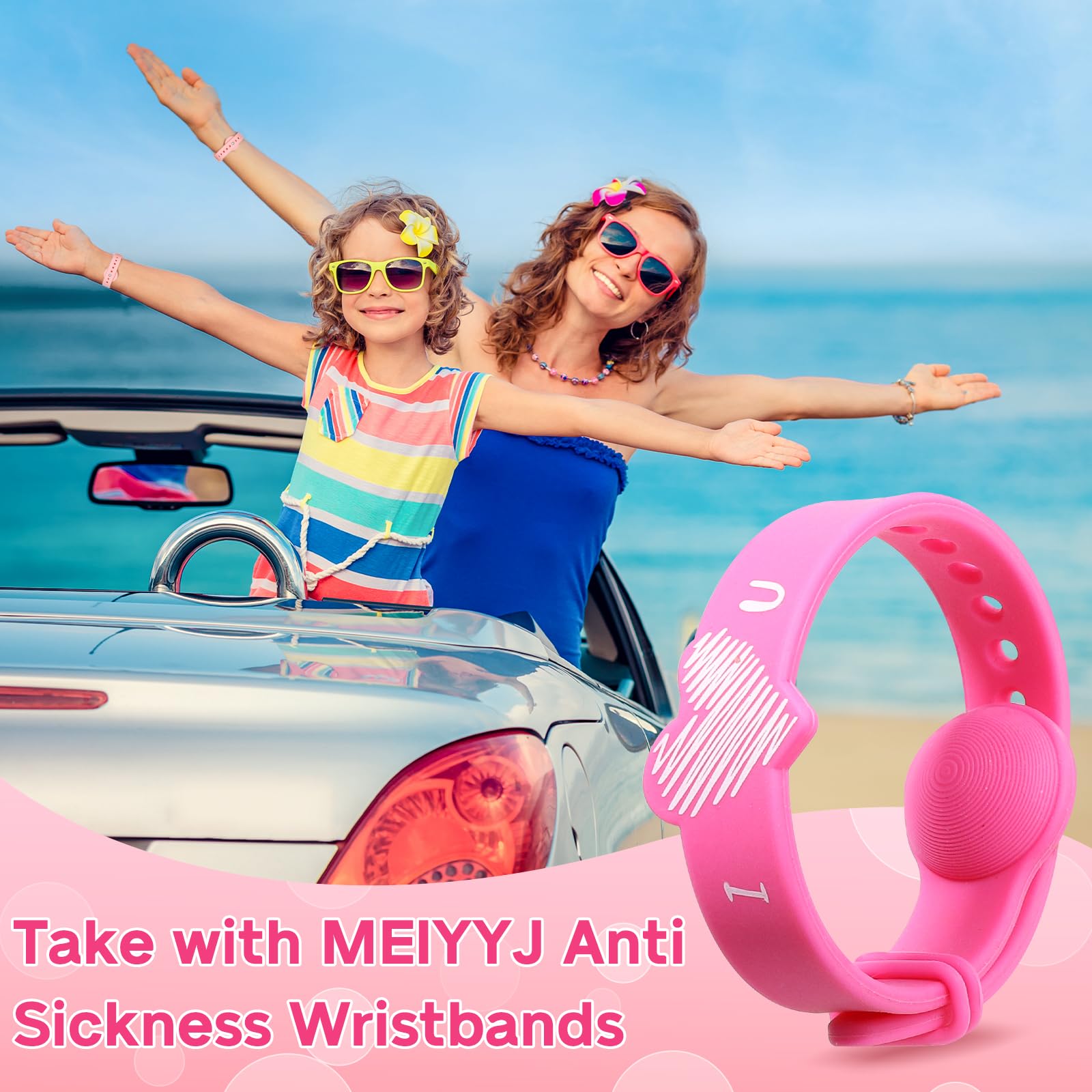 MEIYYJ Acupressure Wristbands for Nausea Relief – Adjustable Motion Sickness Bands for Pregnant Women & Adults – Sea, Car & Air Travel – Morning Sickness & Vertigo Solution