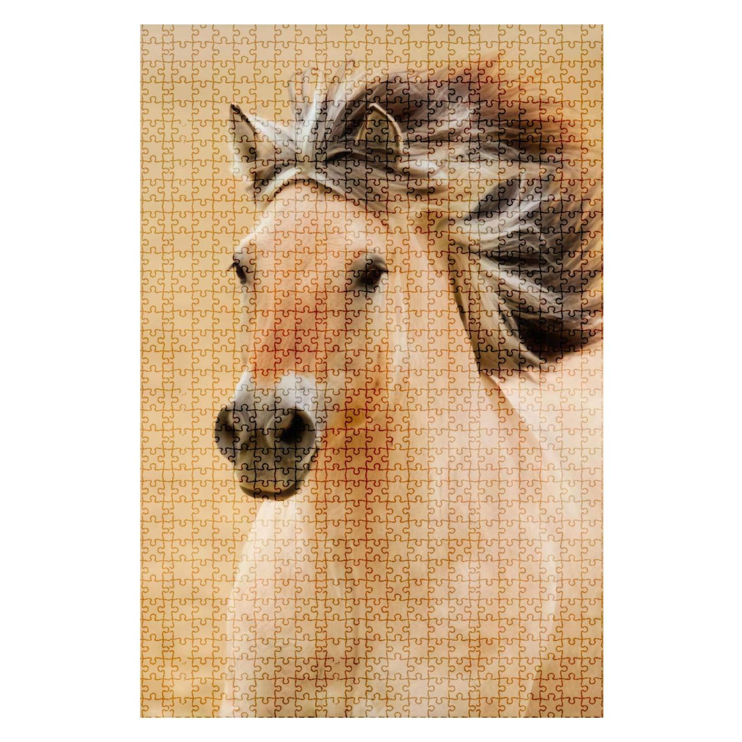 1000-Piece Wooden Jigsaw Puzzle - Fjord Pony Animal Portrait Art - Challenging Adult & Kids Puzzle Game - DIY Educational Toy & Home Decor Gift - Perfect for Family Game Nights & Stress Relief Activities