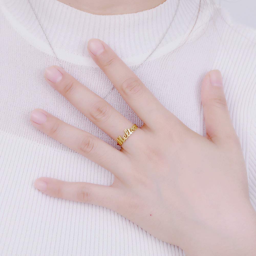 Personalized Name Rings for Women - Sterling Silver Custom Initial Rings - Engraved Mother's Jewelry - Unique Christmas Gift for Her - Perfect for Birthdays, Anniversaries & Special Occasions