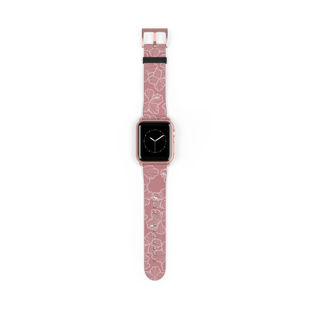 Premium Hibiscus Mauve Apple Watch Band - Soft Silicone Strap for Women & Men - Compatible with All Apple Watch Models - Perfect for Workouts, Running & Everyday Wear