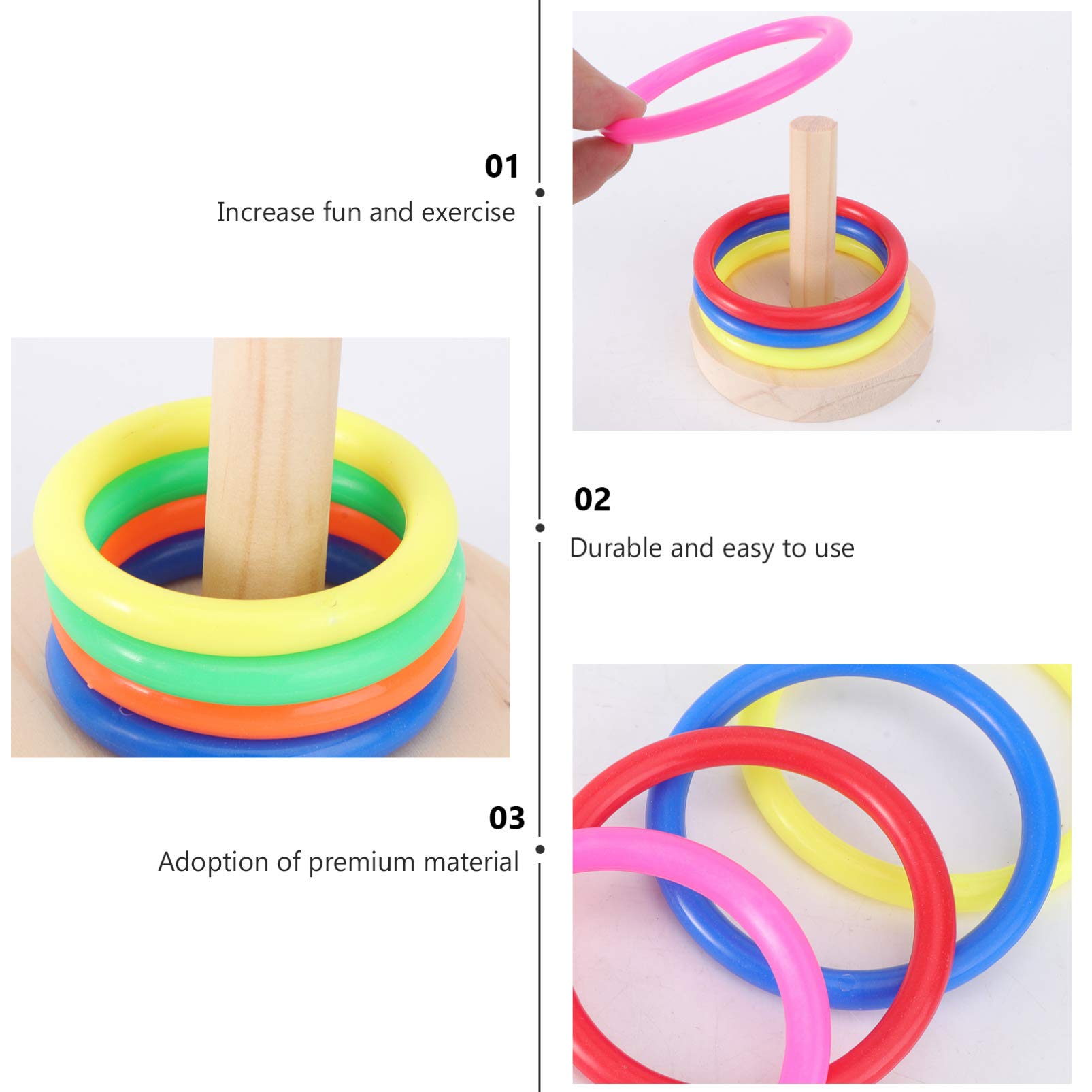 Balacoo 2-Pack Parrot Ring Toss Toys - Wooden & Plastic Bird Training Chew Toys for Intelligence Development | Interactive Pet Bird Supplies for Playtime & Mental Stimulation