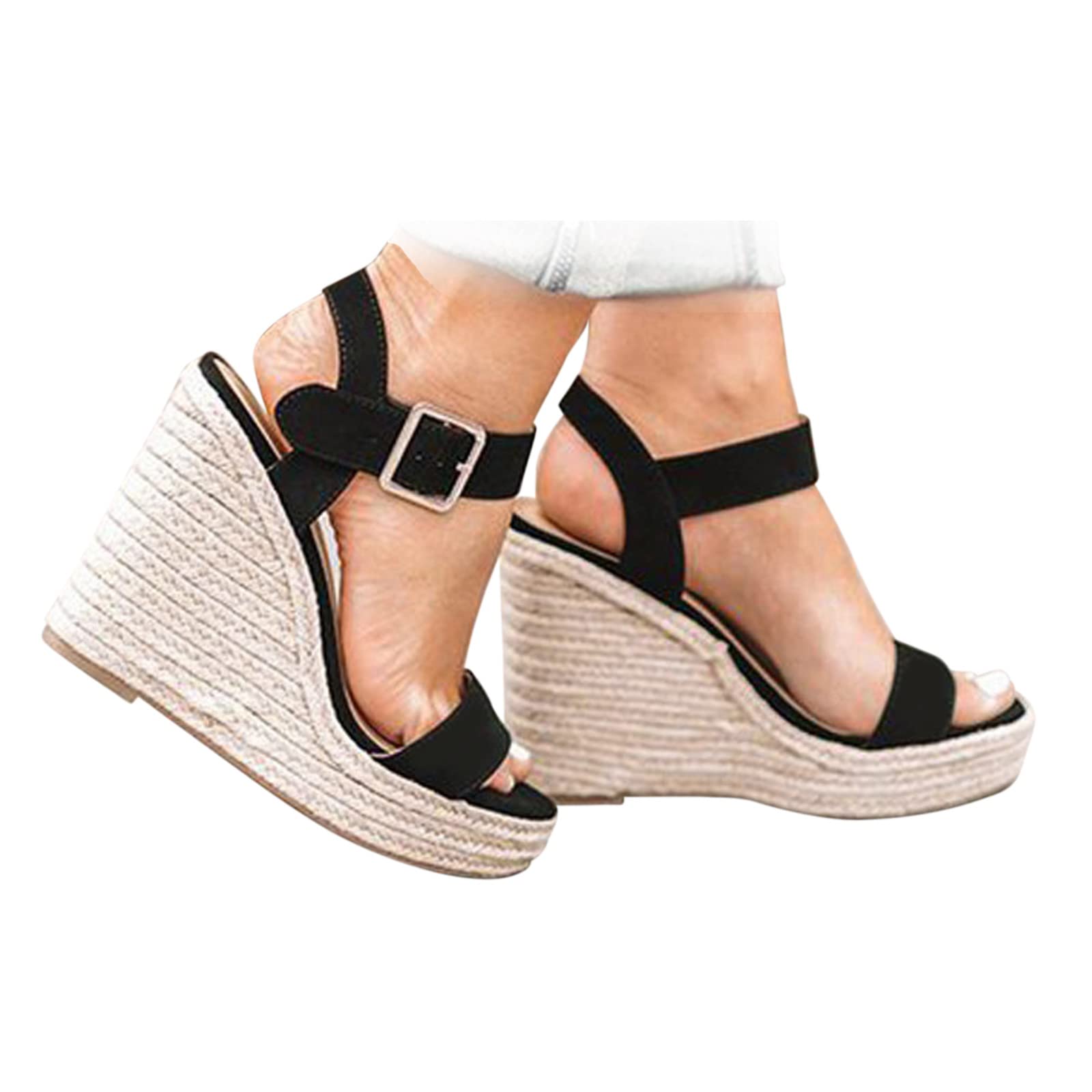 UTIKLIOU Women's Platform Wedge Sandals - Open Toe Summer Casual Shoes with Wedge Heel for Beach, Vacation & Everyday Wear