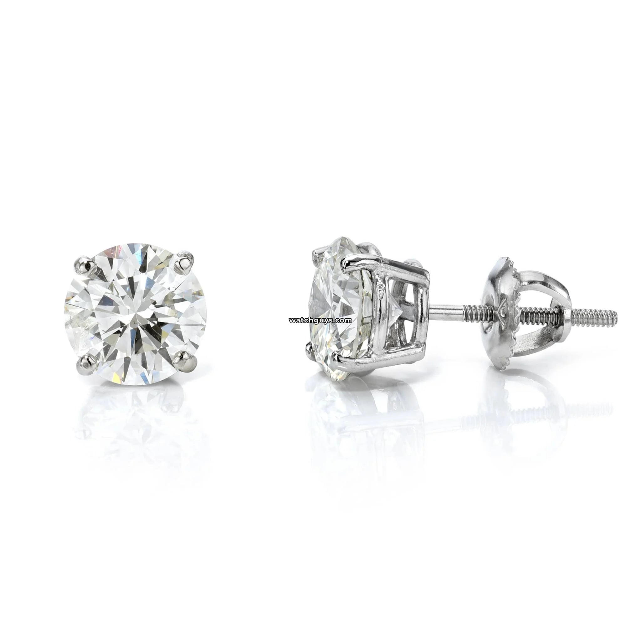 3.08 Carat GIA Certified Diamond Stud Earrings in 14K White Gold - Perfect for Weddings, Anniversaries & Special Occasions