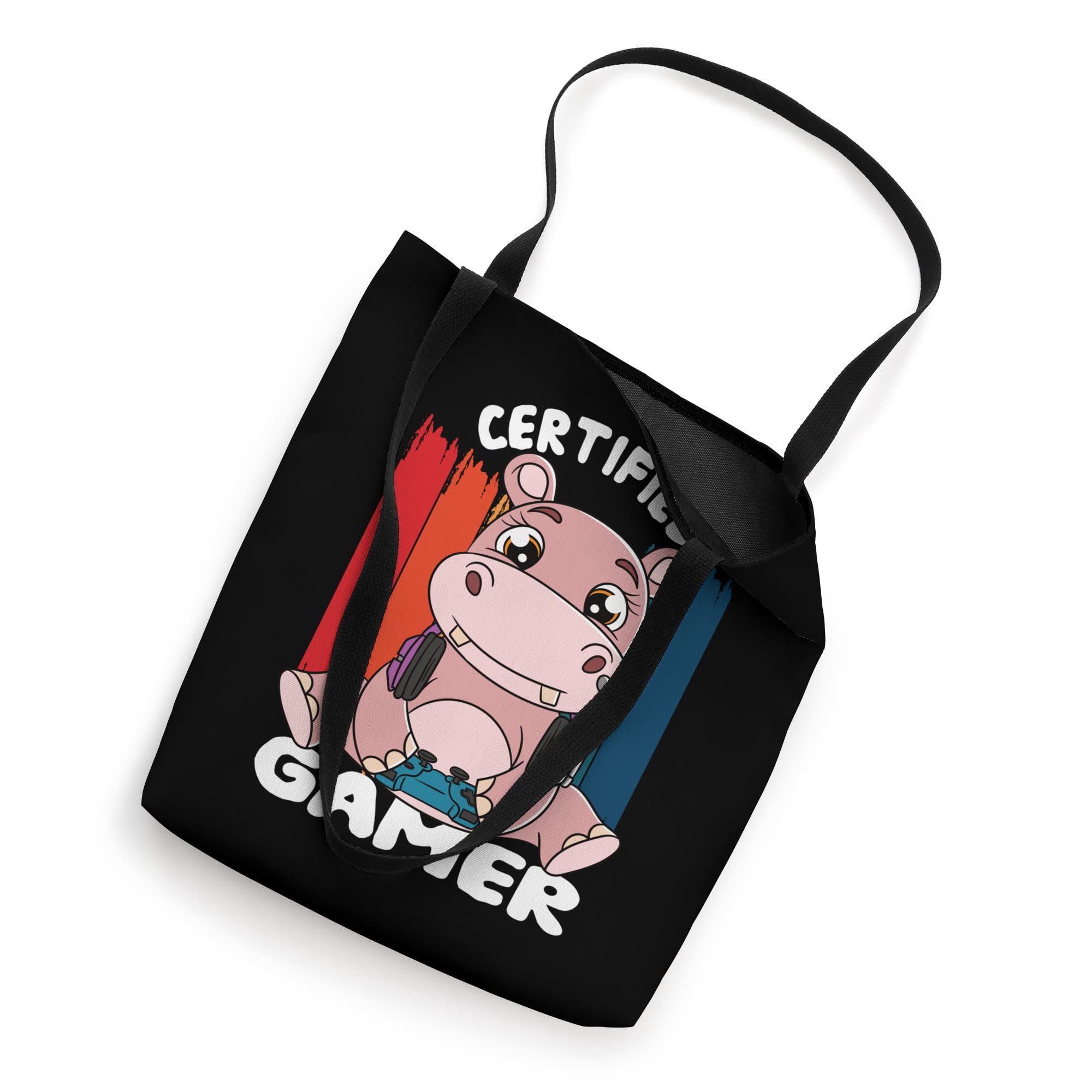 Gaming Certified Gamer Tote Bag with Hippopotamus Design - Perfect for Gamers, Conventions & Everyday Use