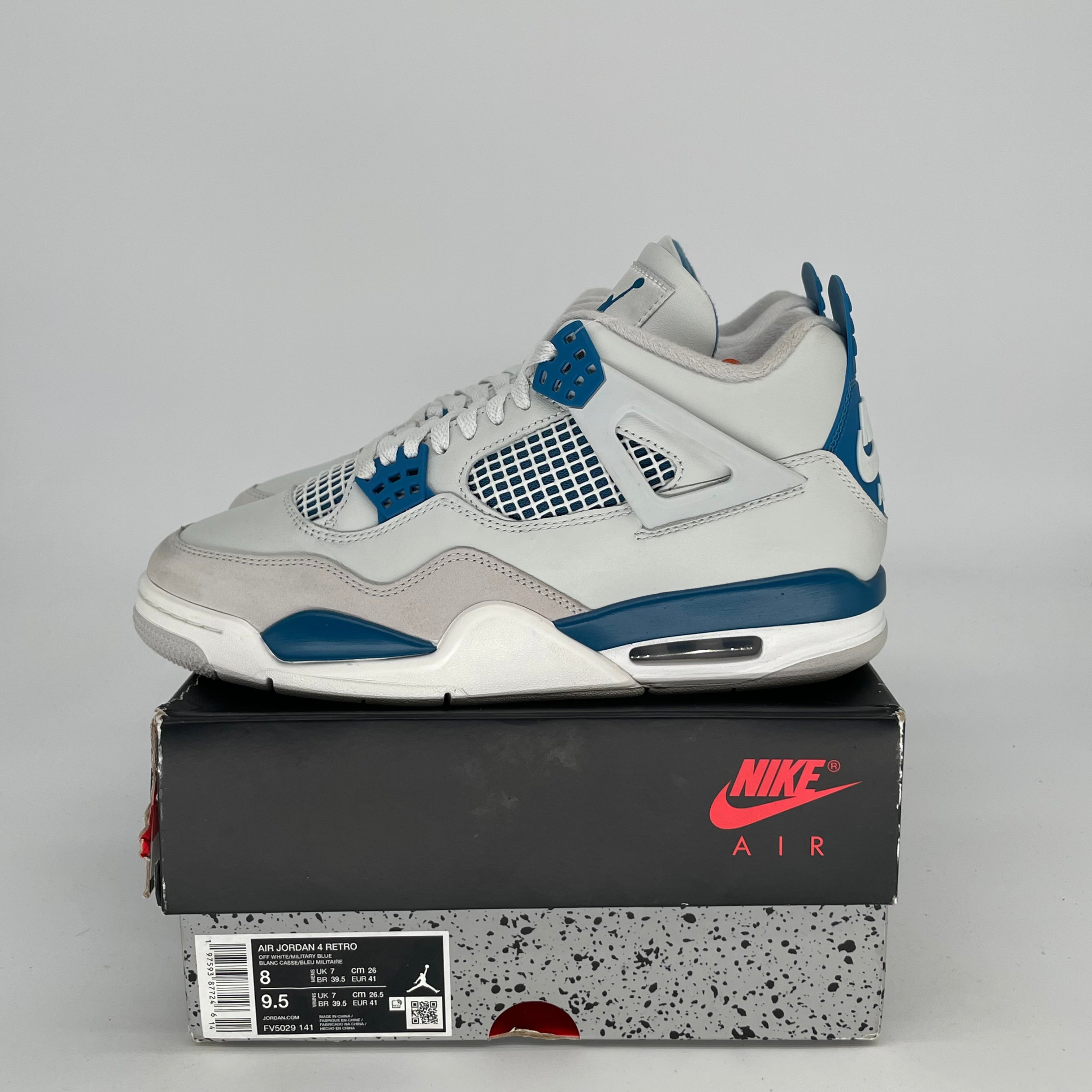 Original Air Jordan 4 Retro 'Military Blue' Men's/Women's Size 8/9.5W - FV5029-141 | Authentic Basketball Sneakers for Sports & Streetwear Fashion