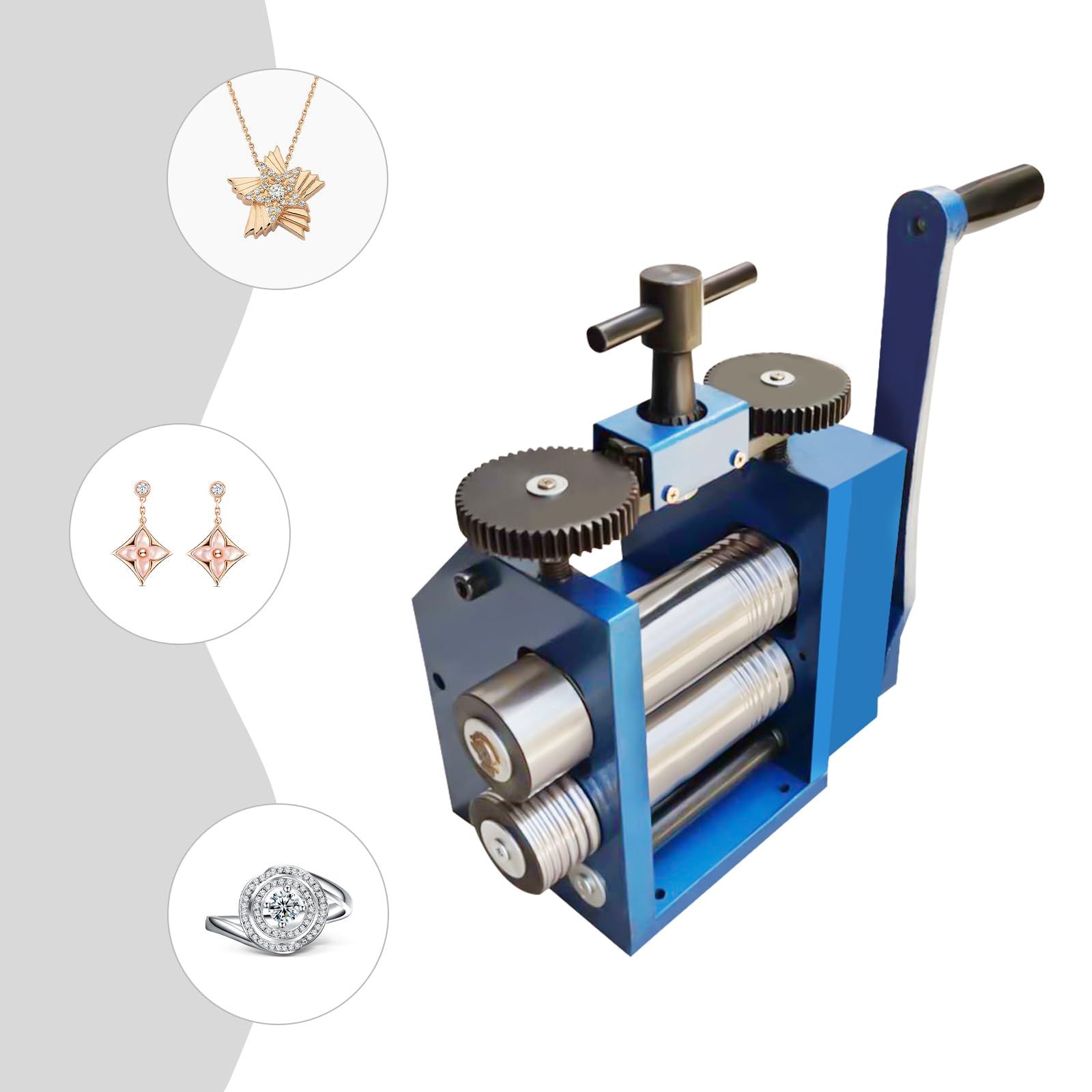 LOYALHEARTDY Manual Jewelry Rolling Mill Machine - Metal Sheet, Wire & Flat Pressing Tool for Jewelry Making, DIY Craft & Metalworking | Perfect for Goldsmiths, Hobbyists & Professional Jewelers