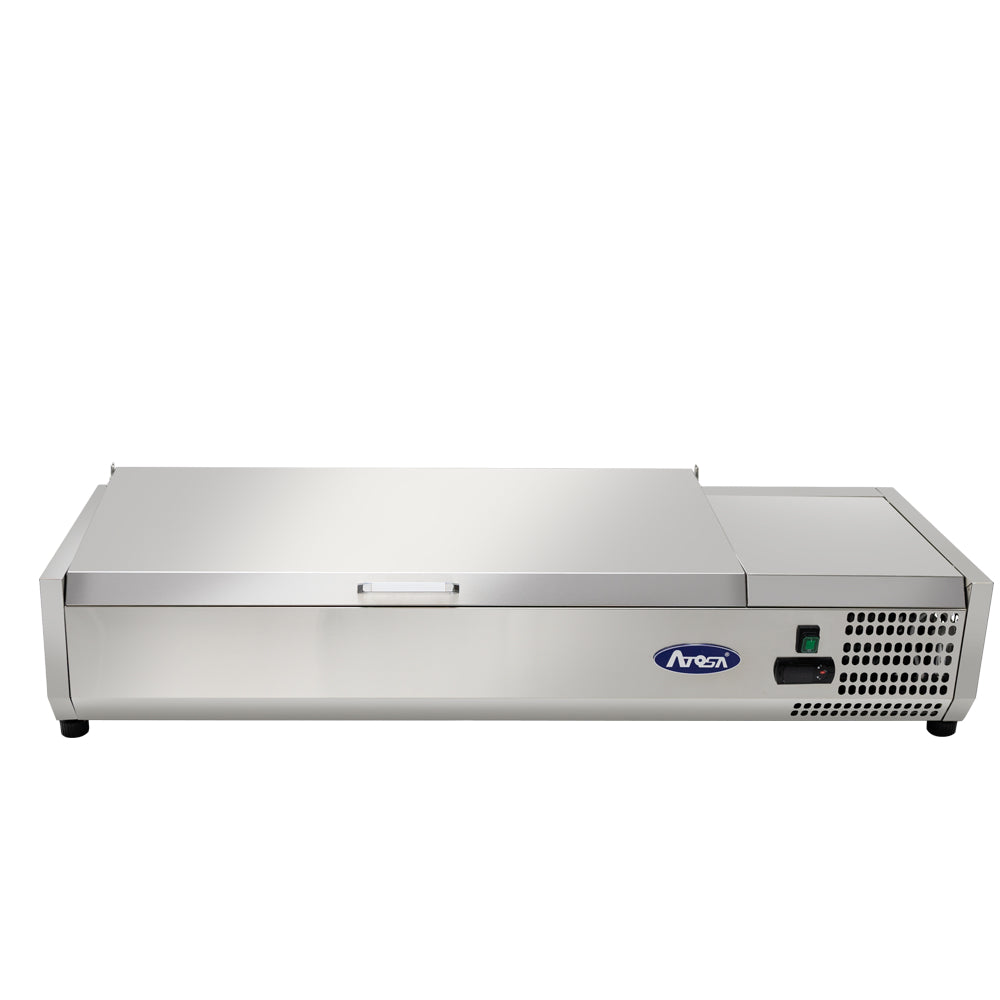 Atosa MSCT 48 10 Stainless Steel Commercial Refrigerated Countertop Prep Station with 1.5 Cu.Ft. Capacity - Perfect for Restaurants, Delis & Bakery Food Display & Storage