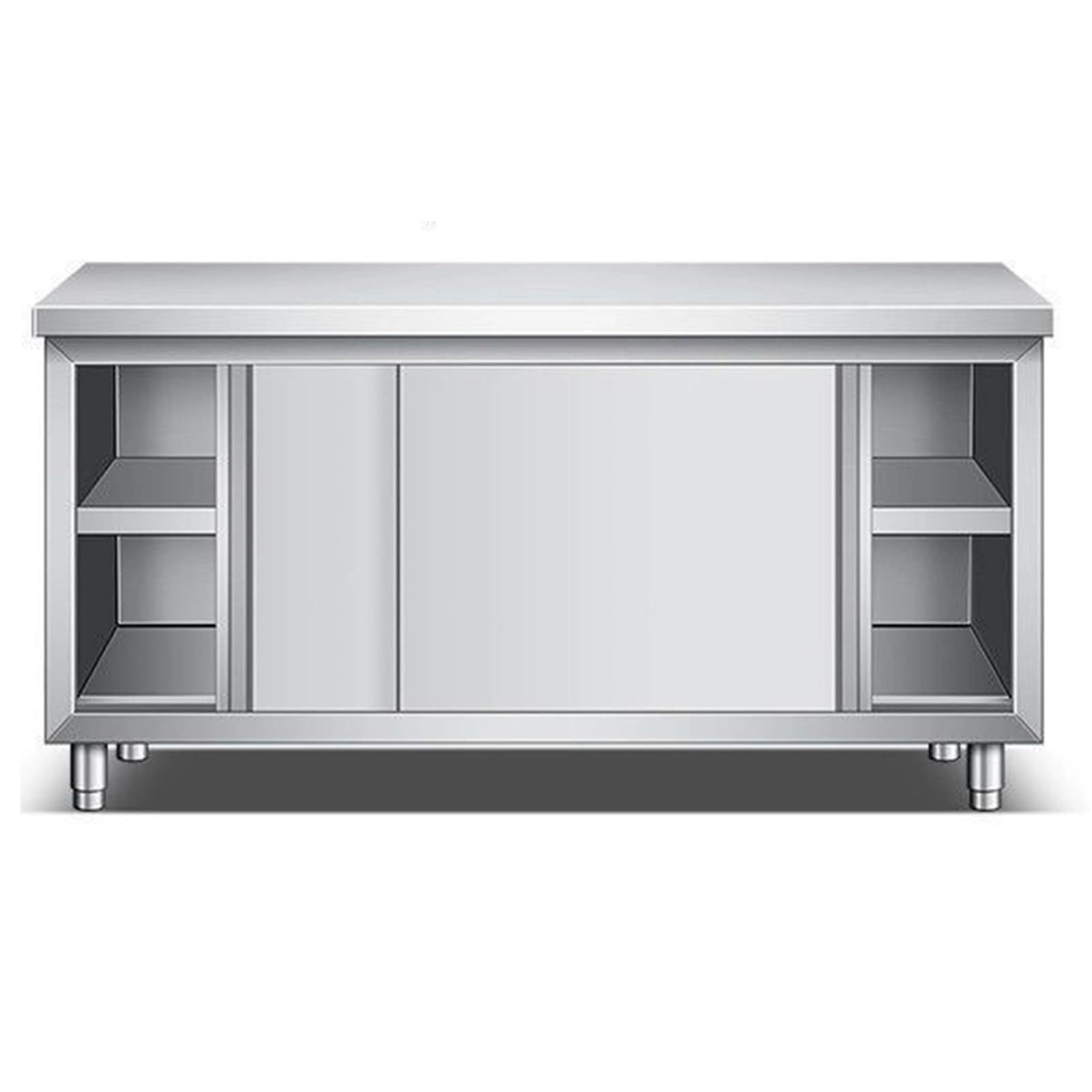 Stainless Steel Commercial Kitchen Prep Table with Storage Cabinet - Heavy Duty Metal Work Table for Restaurant, Bakery & Home Cooking - Large Workspace & Durable Design for Food Preparation & Catering