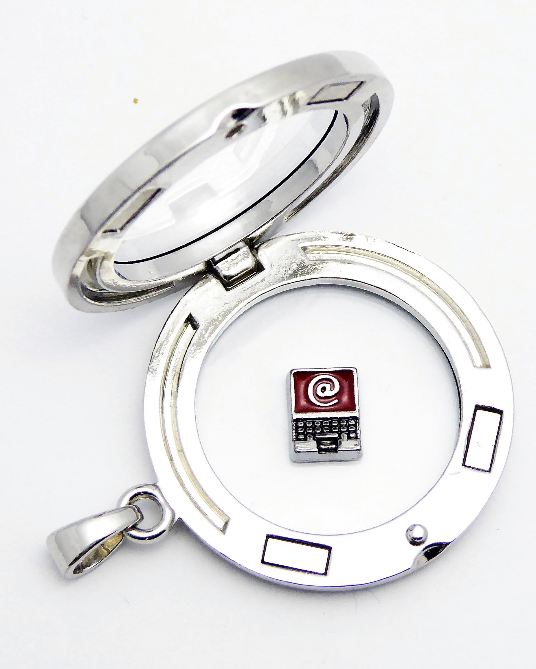 Cherityne Red Laptop Computer Floating Charm for Locket Pendants - Perfect for Jewelry Making, Gift Giving, and Everyday Wear