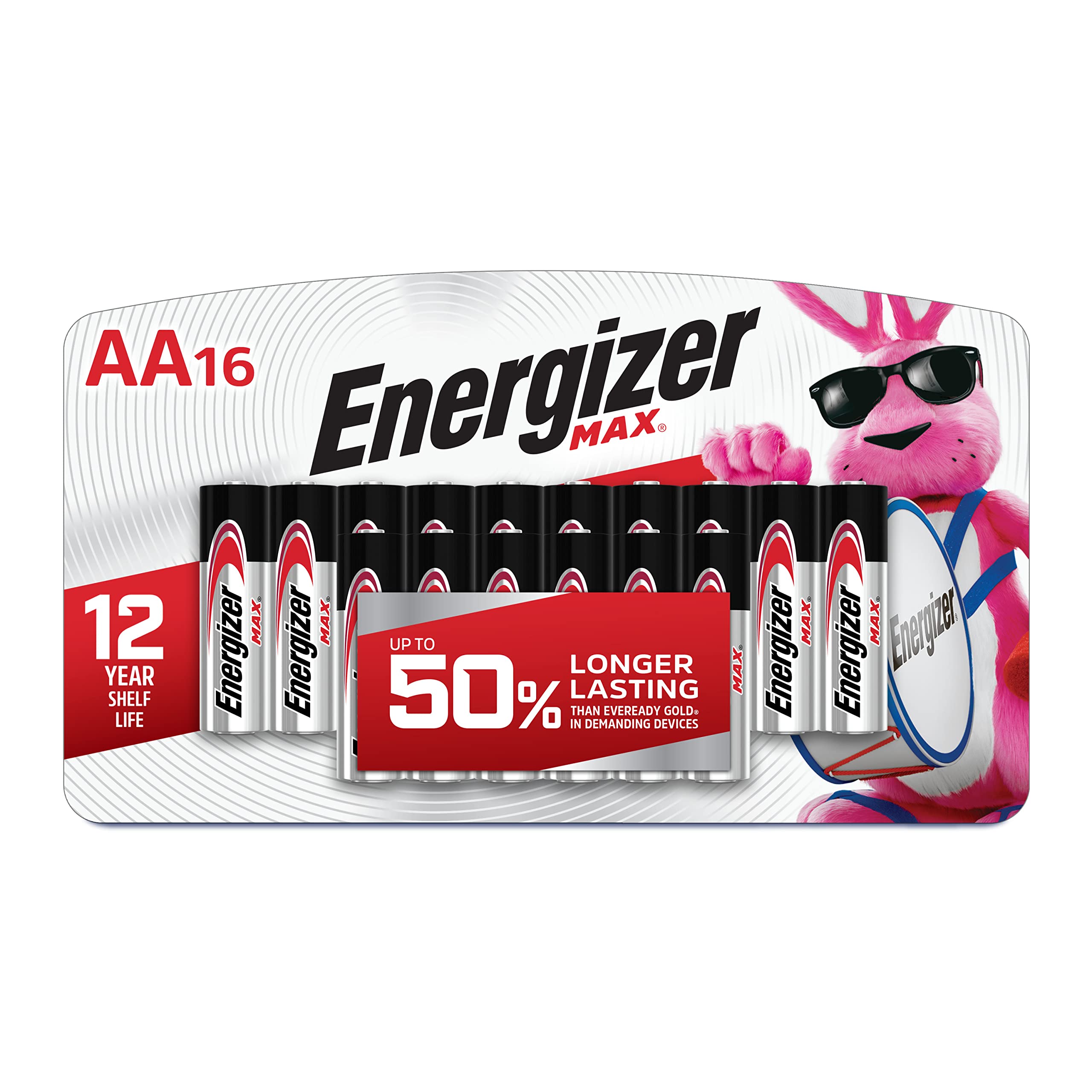 Energizer AA Batteries - 16 Pack Alkaline Double A Batteries for Long-Lasting Power | Ideal for Toys, Flashlights, Remote Controls & Electronics