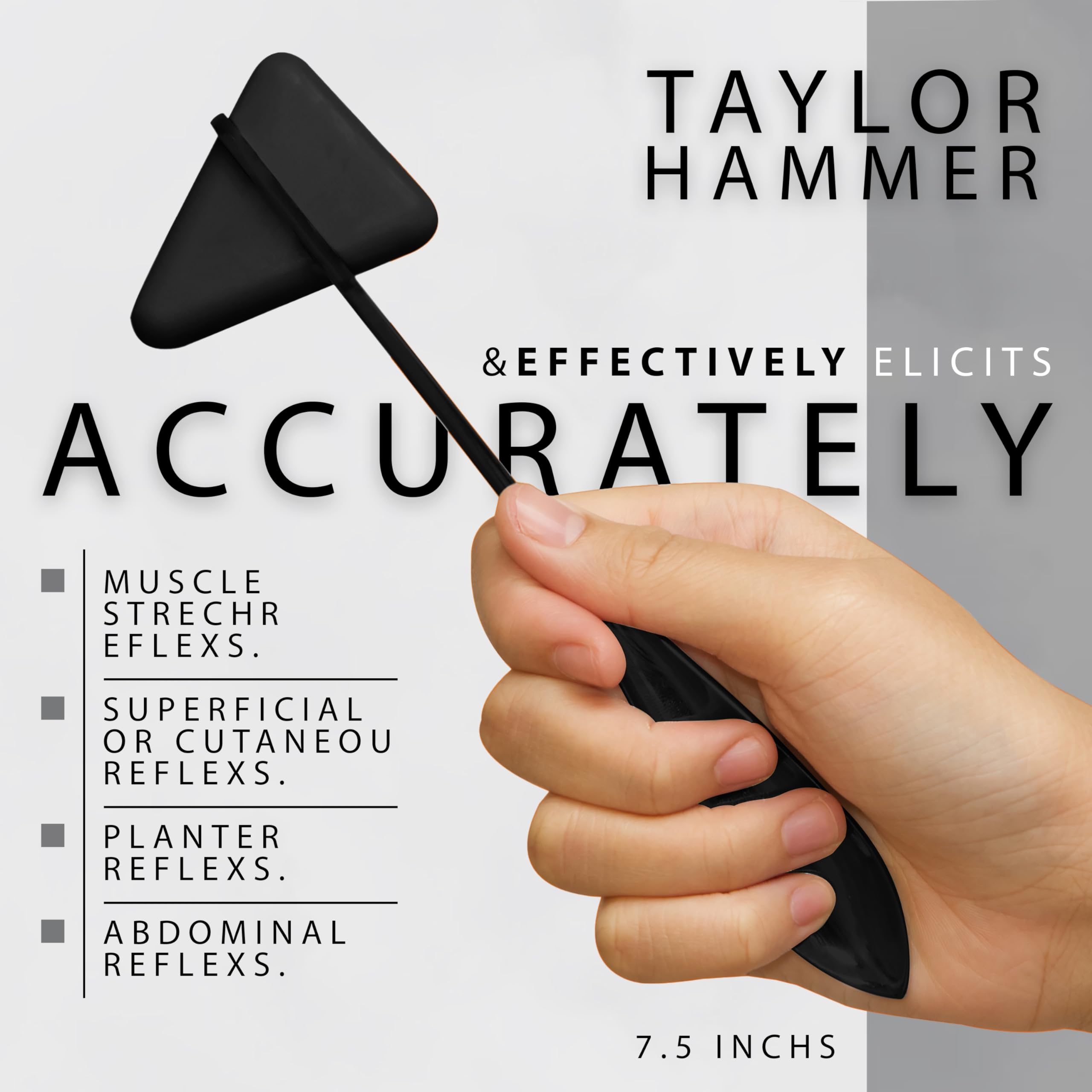 ASA TECHMED Premium 7-Piece Tactical Medical Diagnostic Kit - Taylor Reflex Hammer, Measuring Tape, Tuning Forks, Bandage Scissors, Pupil Gauge Penlight, Snellen Eye Chart (Black) - Ideal for Doctors, Nurses, EMTs & Medical Students Clinical Practice & First Aid Kits