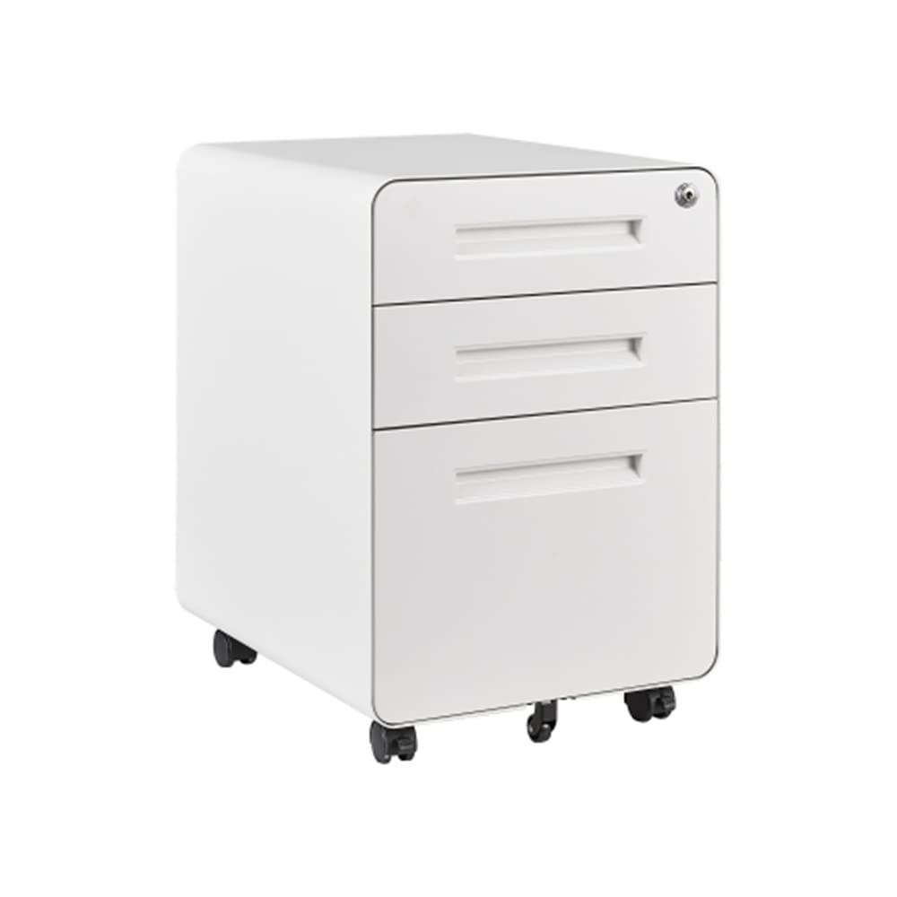 3-Drawer Mobile Metal File Cabinet with Lock & Key - Under Desk Rolling Storage for Legal Letter Files, Anti-Tilt Wheels - Home & Office Organization Solution (Perfect for Small Spaces, Document Storage & Workspace Organization)