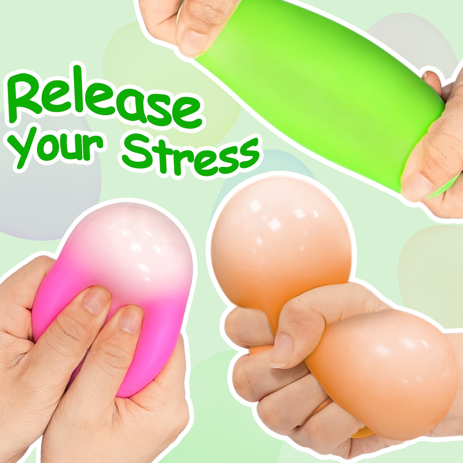 24 Pack Stress Relief Balls for Kids & Adults - Stretchy Fidget Sensory Toys for Anxiety Relief, Classroom Prizes, Party Favors - Perfect for Office, School, Home & Travel Stress Management