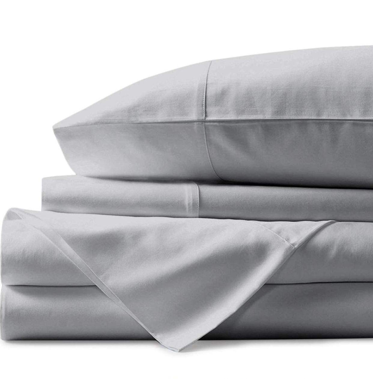 1000-TC Egyptian Cotton Flat Sheet - Ultra Soft Queen Size Bed Sheet in Silver | Luxury Bedding for Comfortable Sleep & Hotel-Style Home Decor