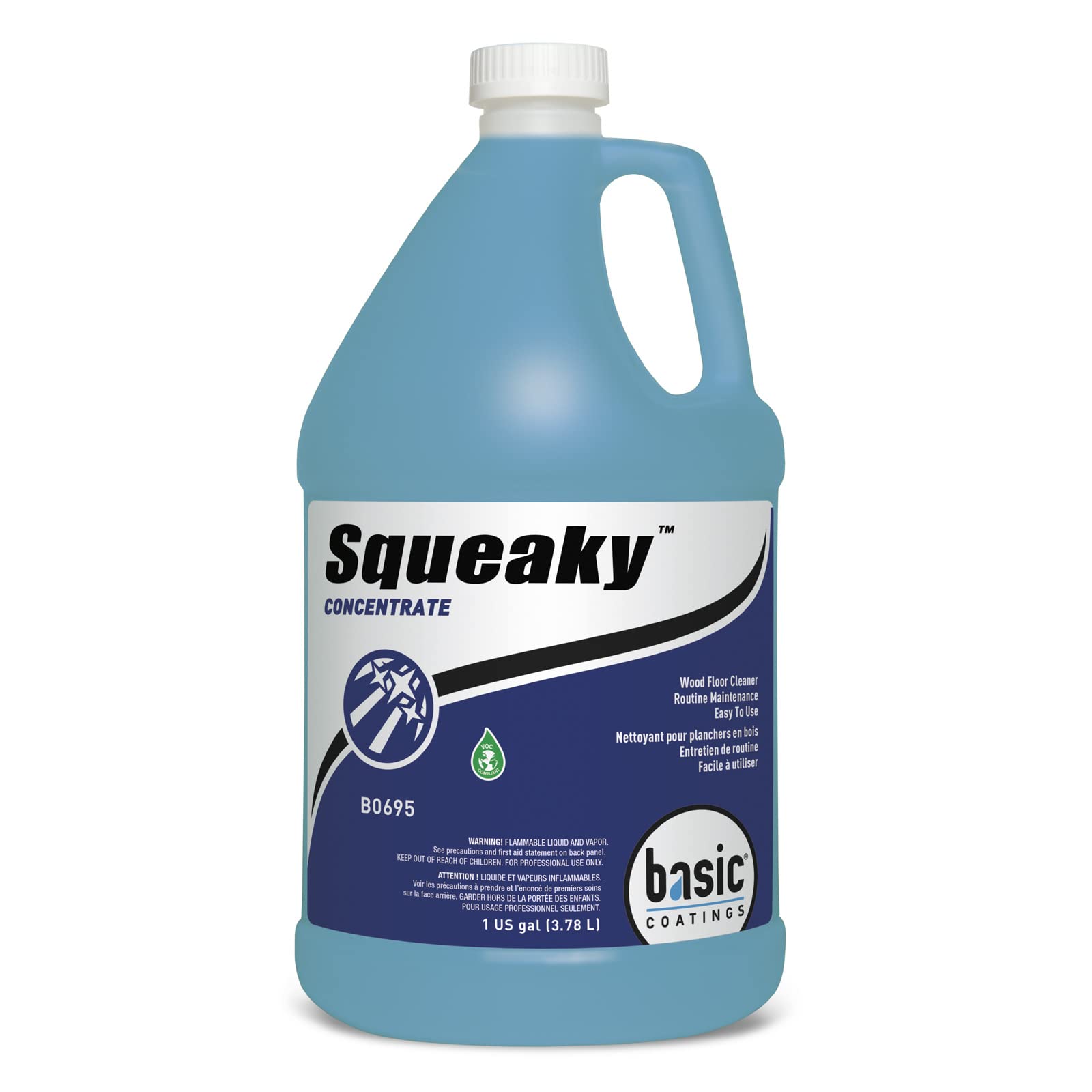 Premium Hardwood Floor Cleaner Concentrate - Squeaky Cleaner by Basic Coatings | No Residue Formula | Removes Tough Dirt, Grease & Stains | 1 Gallon | Safe for Home, Office, Gym & Commercial Use | Ideal for High-Traffic Areas & Pet-Friendly Spaces