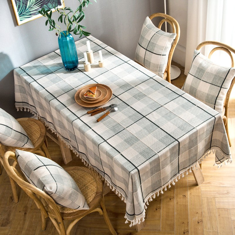 Farmhouse Style Rectangular Tablecloth - Cotton Linen Blend Dining Table Cover for Kitchen & Dining Room - Fits Oval & Rectangle Tables - Perfect for Everyday Meals, Dinner Parties & Holiday Gatherings