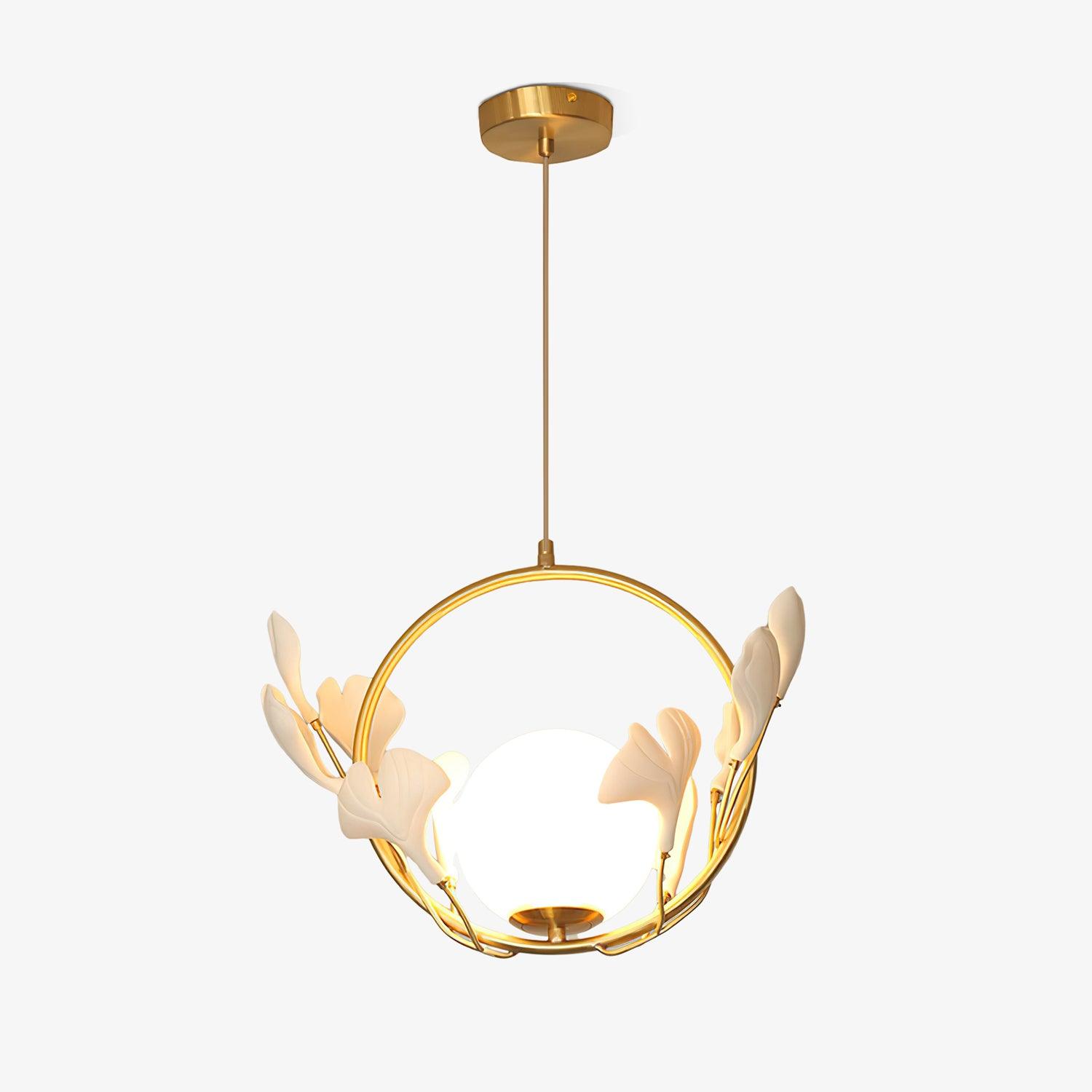 Gingko Leaf Pendant Light - Modern Handmade Glass Ceiling Lamp for Living Room, Bedroom, Dining Room - Nature-Inspired Home Decor Lighting Fixture