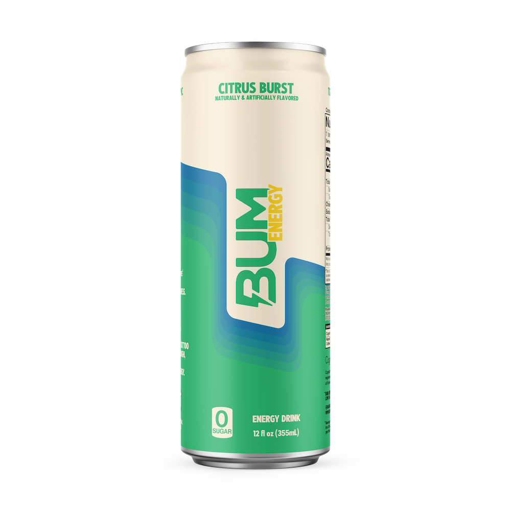 Sugar-Free Bum Energy Drinks - 12 Pack (355ml Each) | Low-Calorie Caffeine Boost for Workouts, Gaming & All-Nighters